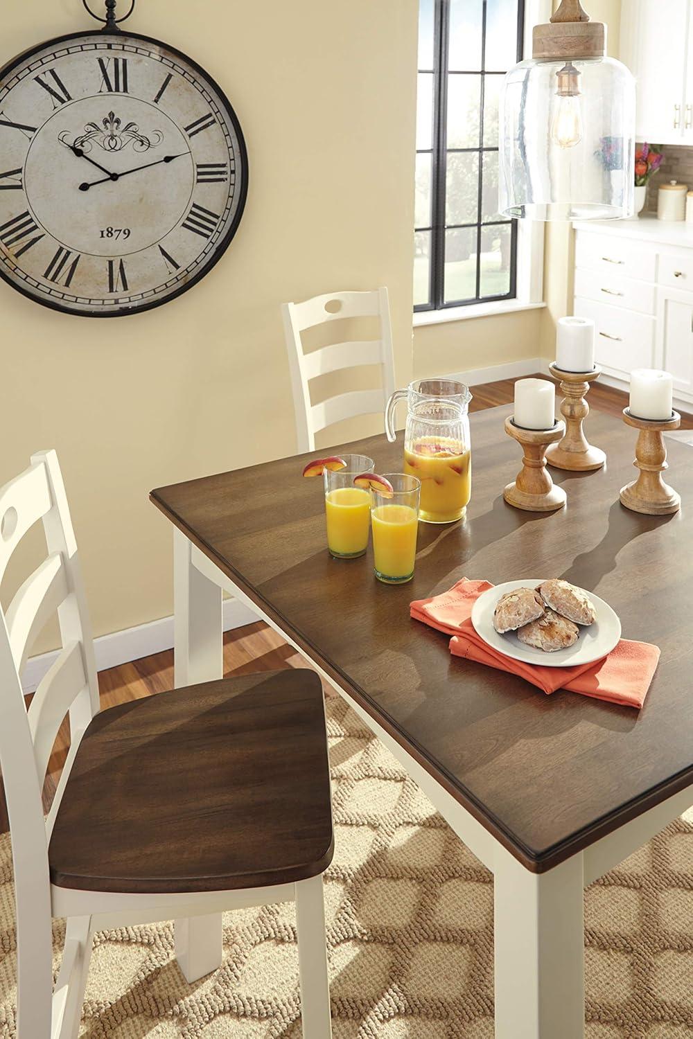 imageSignature Design by Ashley Gesthaven Casual Counter Height Dining Table and 4 Bar Stools Set of 5 Light Brown ampamp Dark BrownWhite