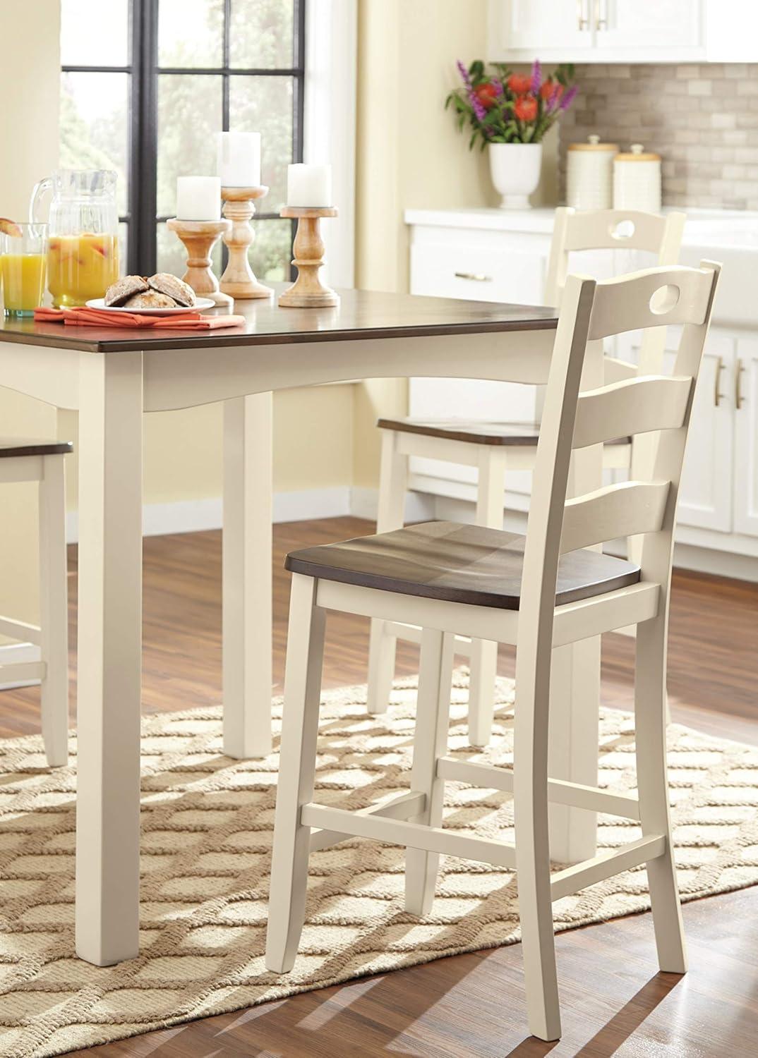 imageSignature Design by Ashley Gesthaven Casual Counter Height Dining Table and 4 Bar Stools Set of 5 Light Brown ampamp Dark BrownWhite