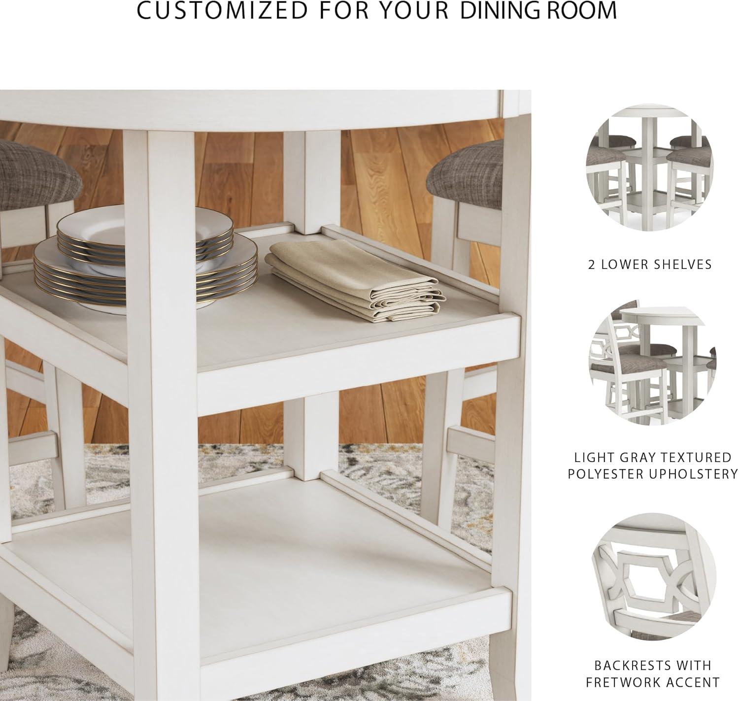imageSignature Design by Ashley Gesthaven Casual Counter Height Dining Table and 4 Bar Stools Set of 5 Light Brown ampamp Dark BrownWhite