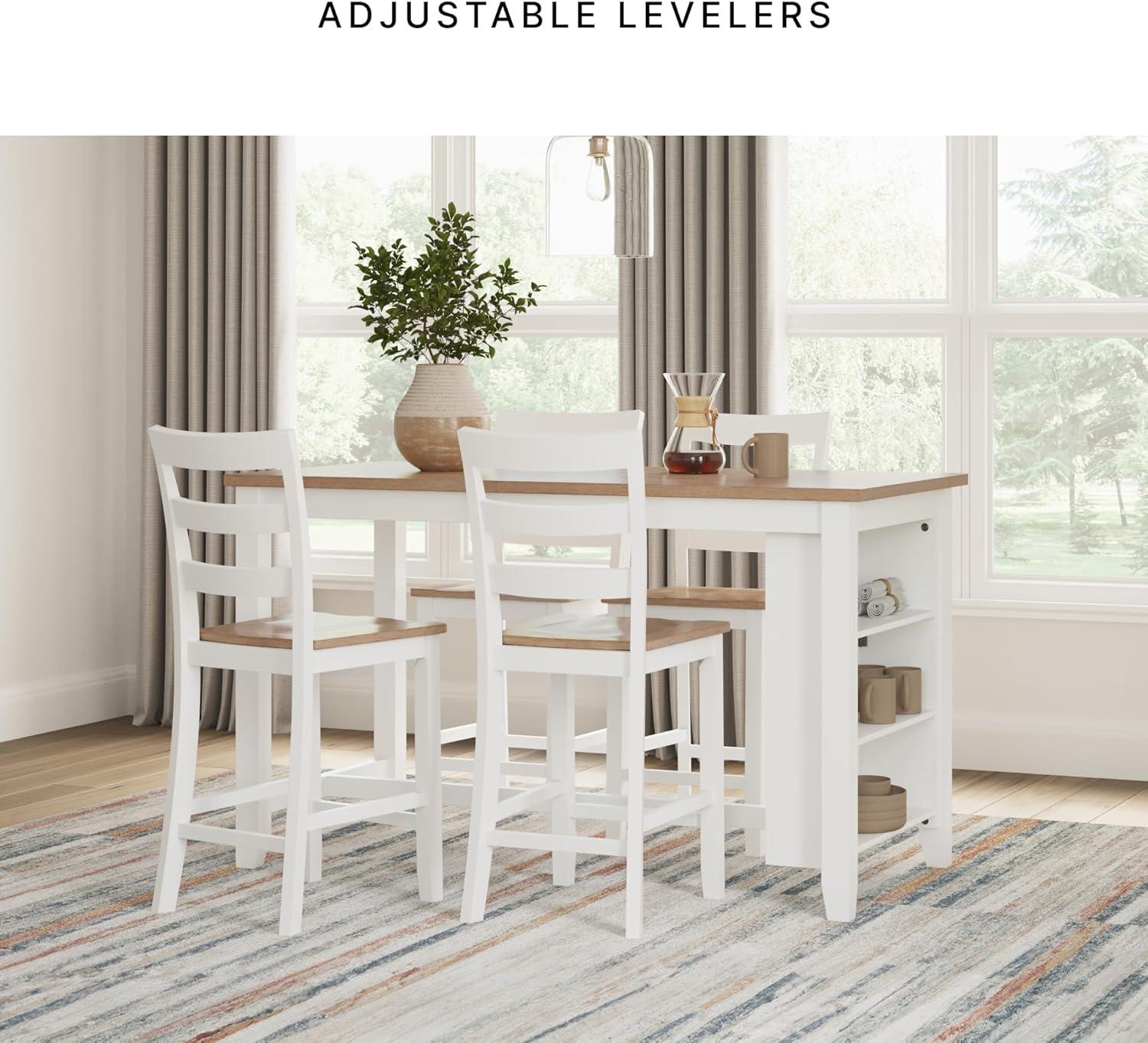 imageSignature Design by Ashley Gesthaven Casual Counter Height Dining Table and 4 Bar Stools Set of 5 Light Brown ampamp Dark BrownWhite