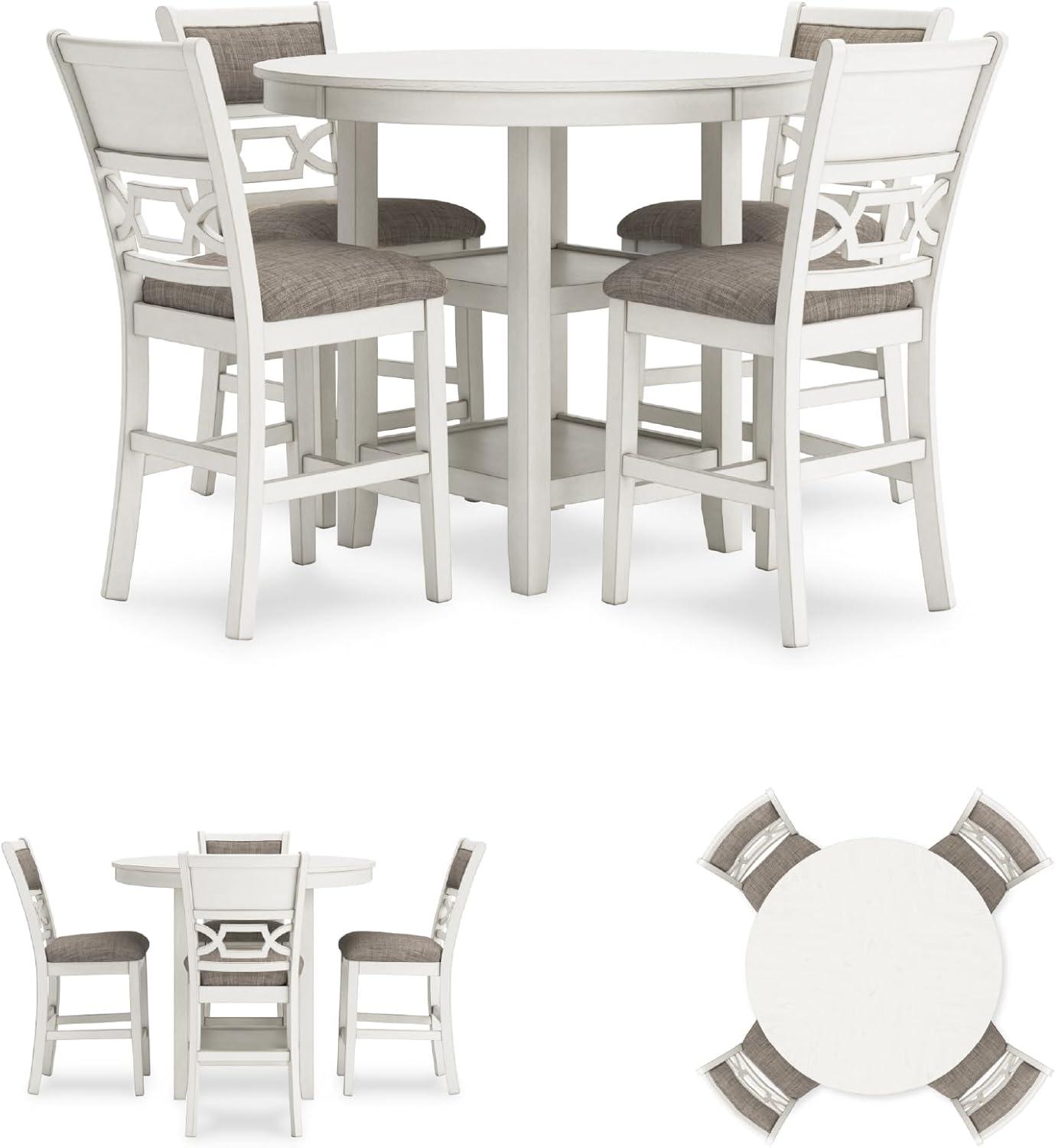 imageSignature Design by Ashley Gesthaven Casual Counter Height Dining Table and 4 Bar Stools Set of 5 Light Brown ampamp Dark BrownWhite