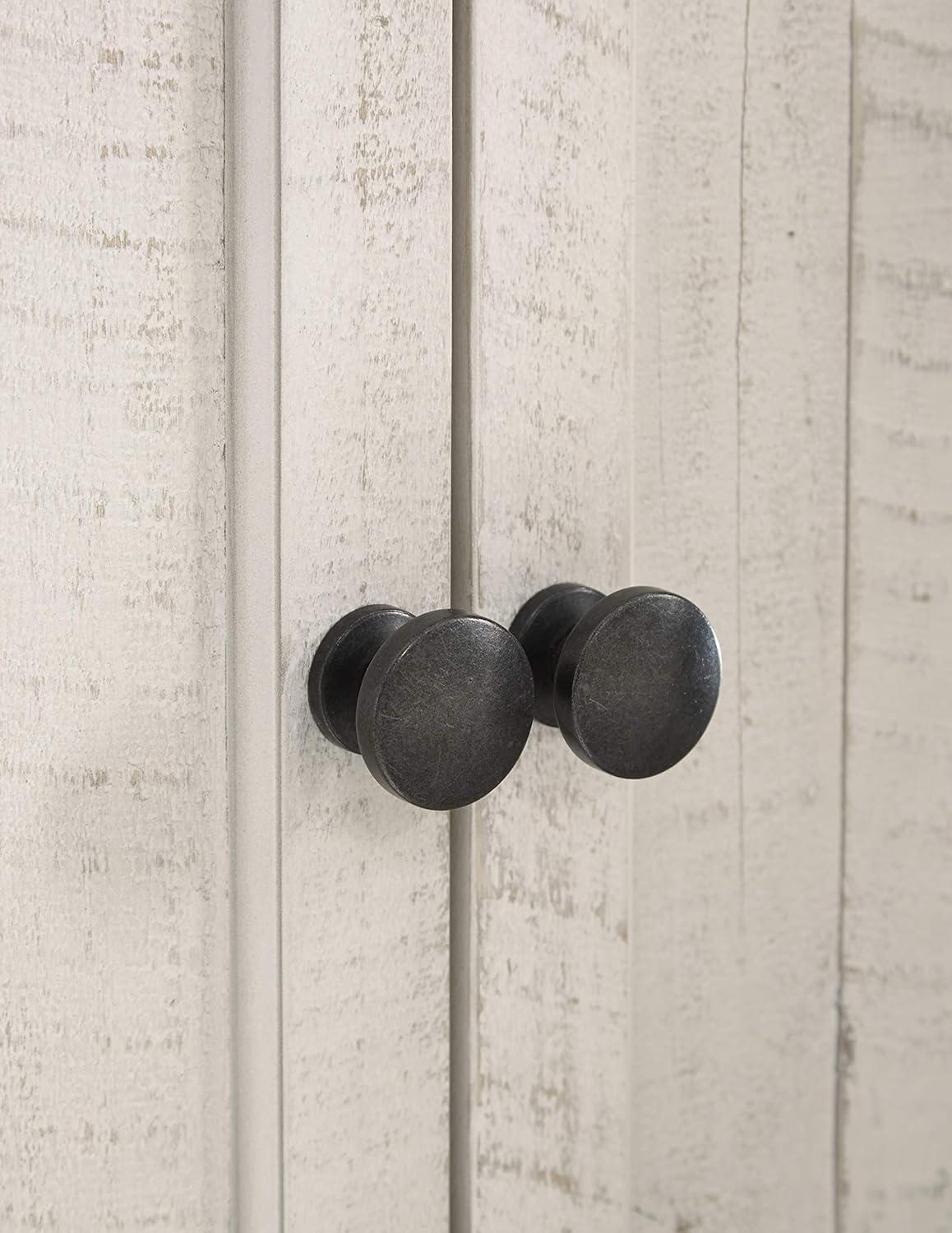 imageSignature Design by Ashley Havalance Farmhouse TV Stand Fits TVs up to 65quot 2 Door Cabinet and Shelves For Storage Vintage White ampamp Weathered GrayExtra Large with Shelving