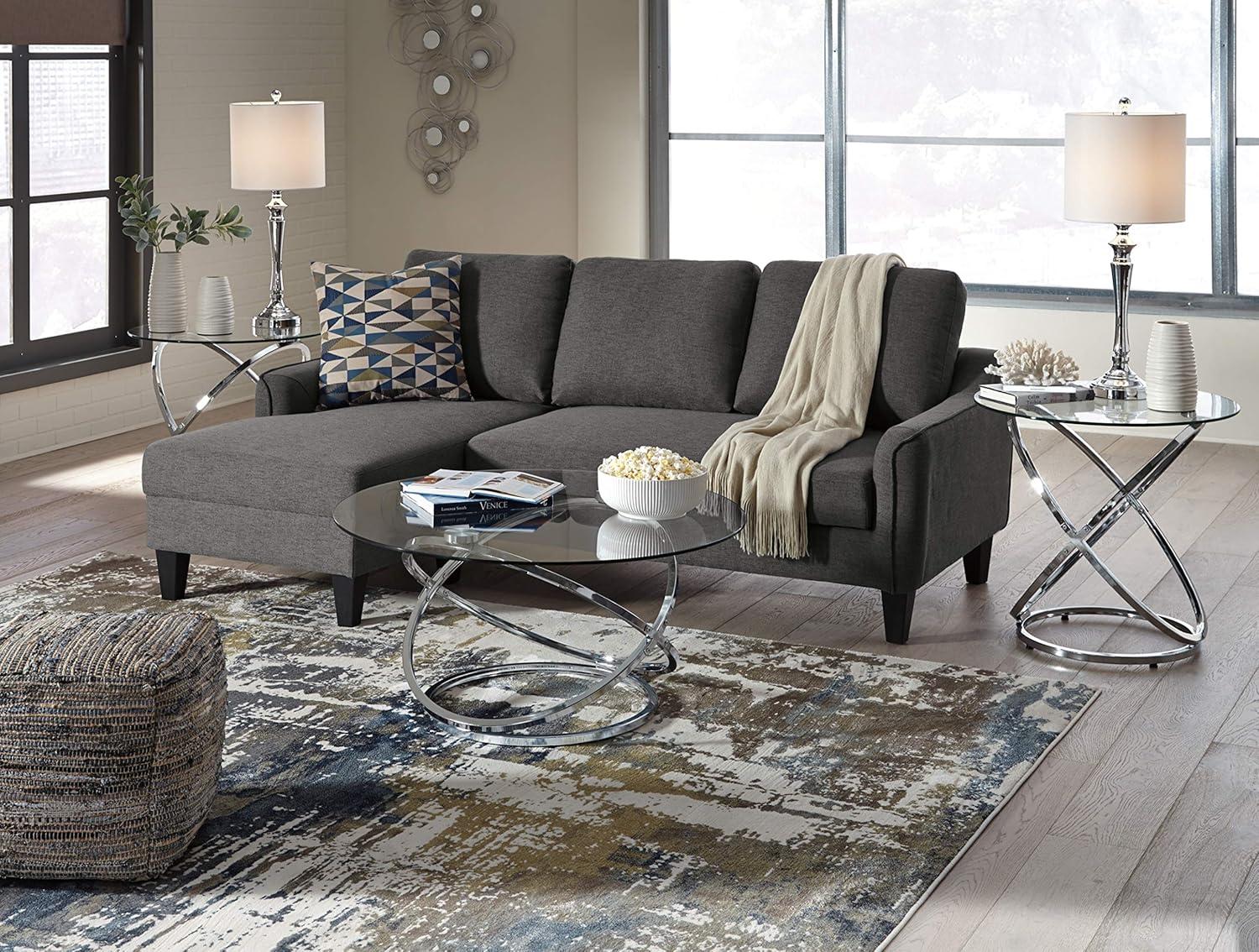 imageSignature Design by Ashley Hollynyx Contemporary Round 3Piece Occasional Table Set Includes Coffee Table and 2 End Tables Chrome