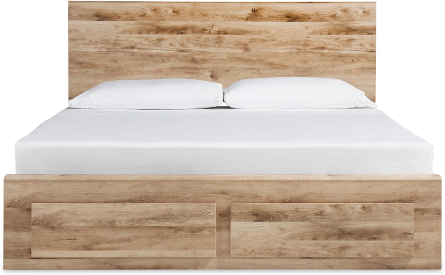 imageSignature Design by Ashley Hyanna Rustic Twin Panel Bed Foundation or Box Spring Needed Light BrownKing