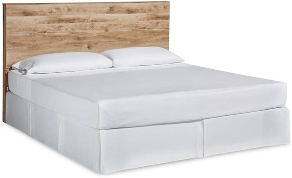 imageSignature Design by Ashley Hyanna Rustic Twin Panel Bed Foundation or Box Spring Needed Light BrownKing