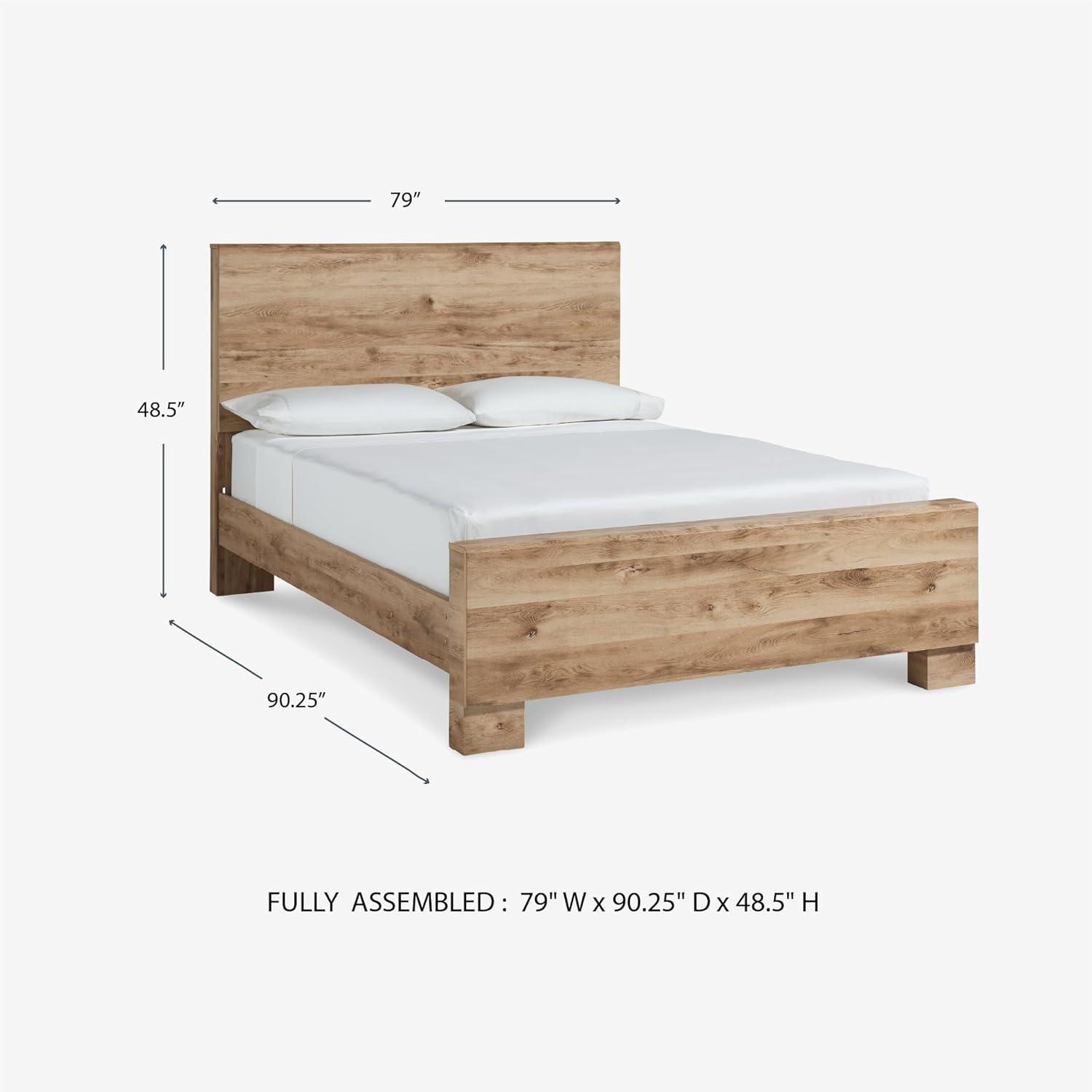 imageSignature Design by Ashley Hyanna Rustic Twin Panel Bed Foundation or Box Spring Needed Light BrownKing