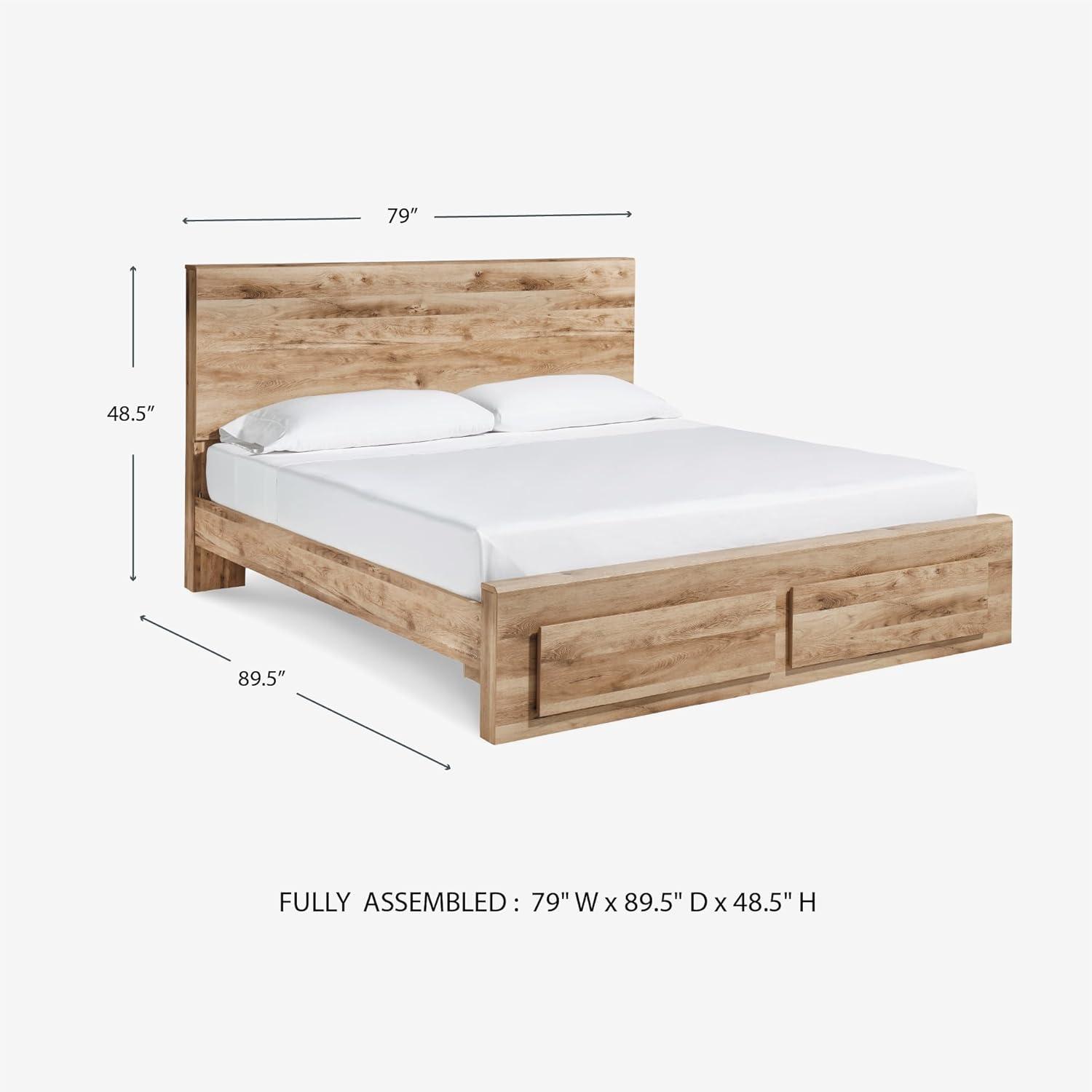 imageSignature Design by Ashley Hyanna Rustic Twin Panel Bed Foundation or Box Spring Needed Light BrownKing