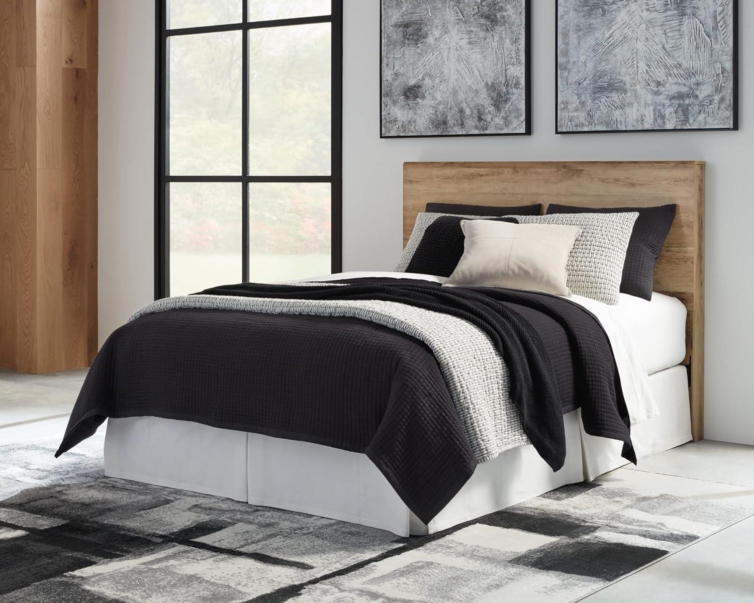 imageSignature Design by Ashley Hyanna Rustic Twin Panel Bed Foundation or Box Spring Needed Light BrownQueen