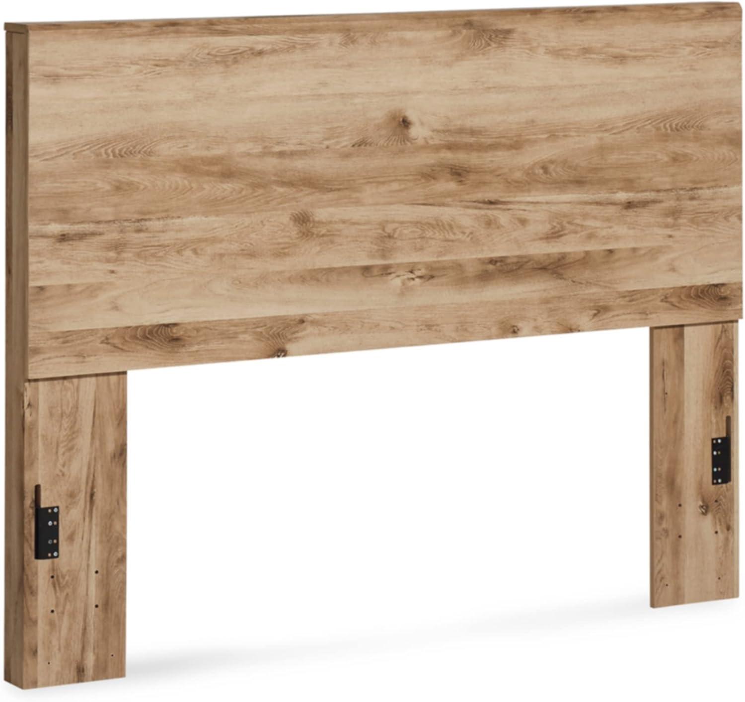 imageSignature Design by Ashley Hyanna Rustic Twin Panel Bed Foundation or Box Spring Needed Light BrownQueen