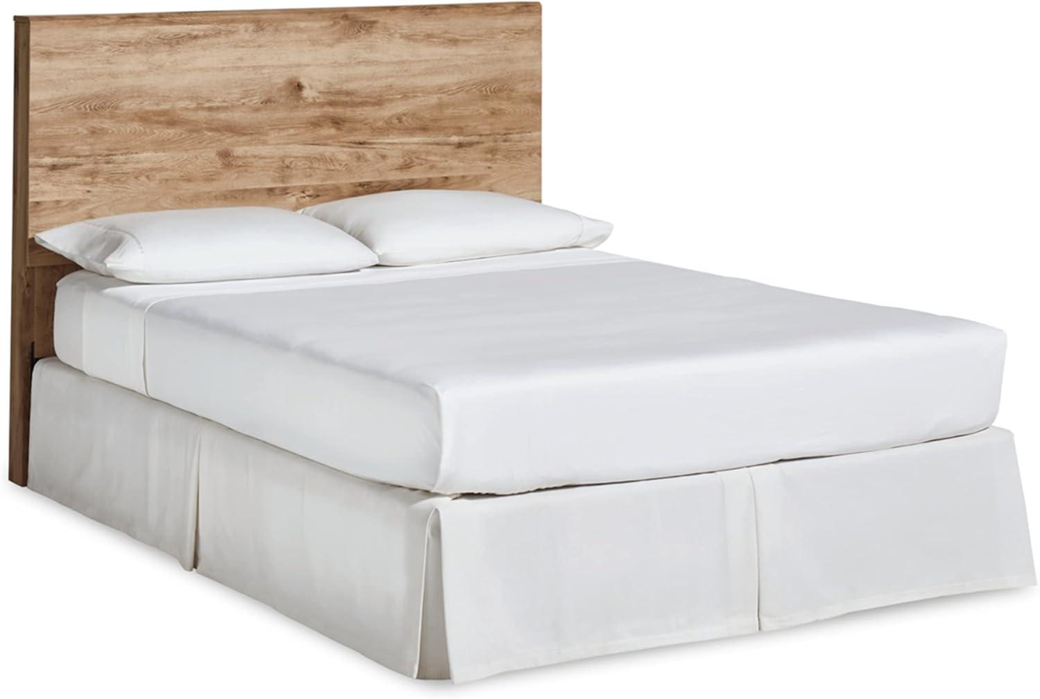 imageSignature Design by Ashley Hyanna Rustic Twin Panel Bed Foundation or Box Spring Needed Light BrownQueen