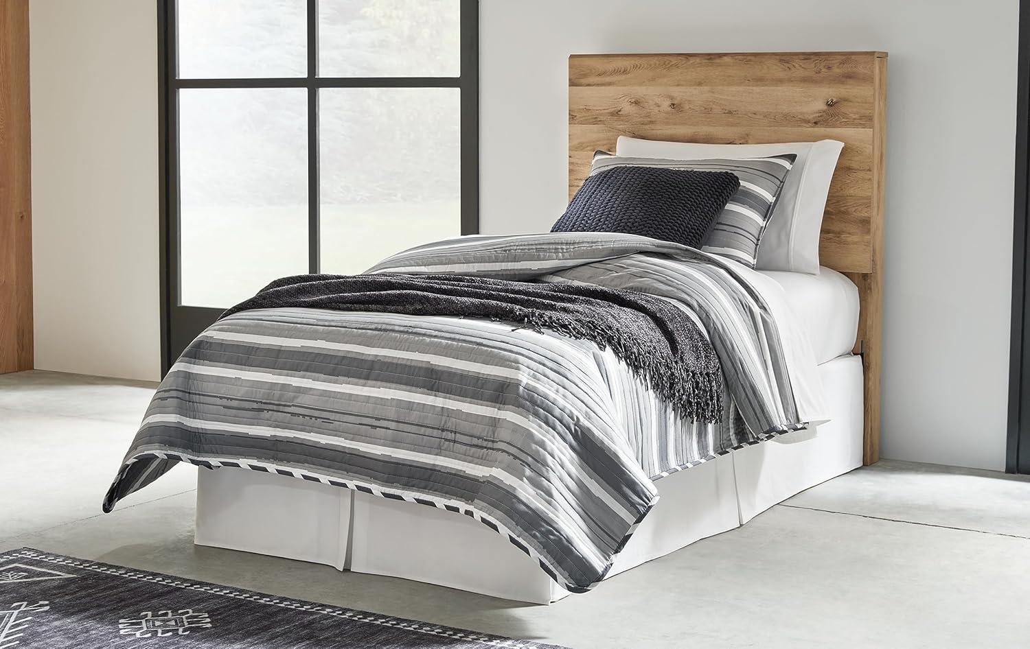 imageSignature Design by Ashley Hyanna Rustic Twin Panel Bed Foundation or Box Spring Needed Light BrownTwin