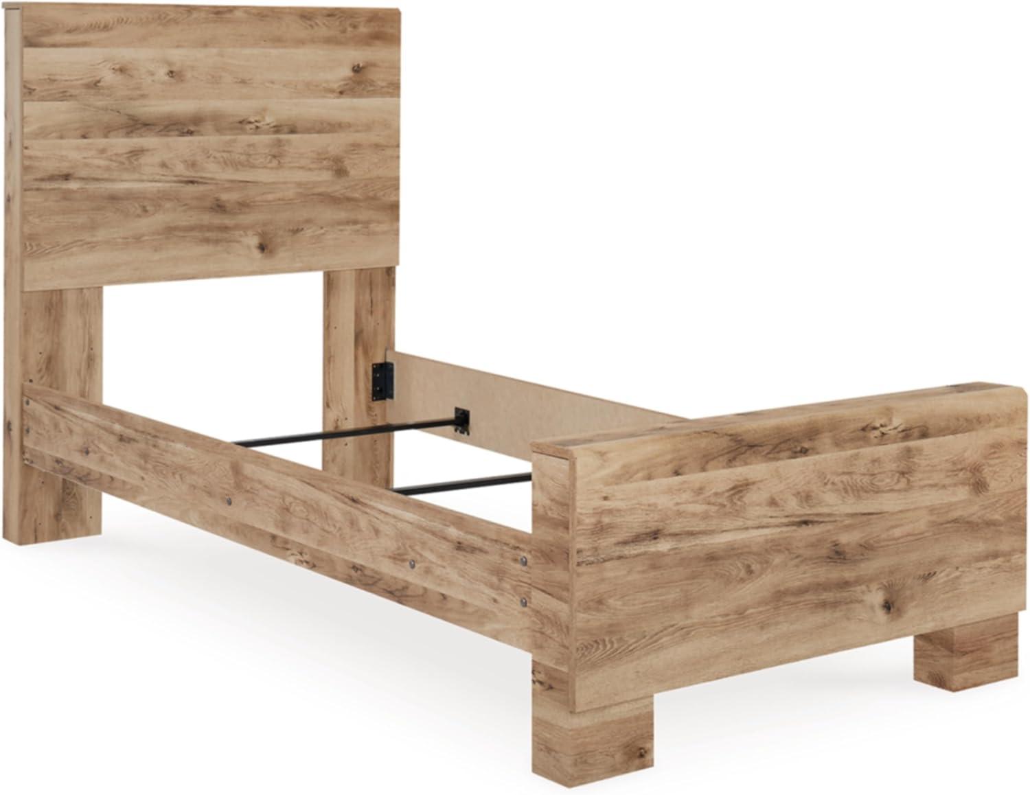 imageSignature Design by Ashley Hyanna Rustic Twin Panel Bed Foundation or Box Spring Needed Light BrownTwin