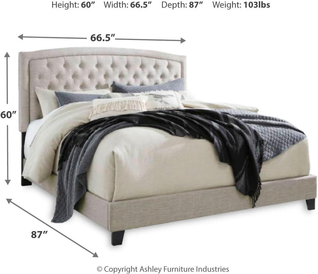 imageSignature Design by Ashley Jerary Farmhouse ButtonTufted Upholstered Platform Bed Queen Light GrayGrey