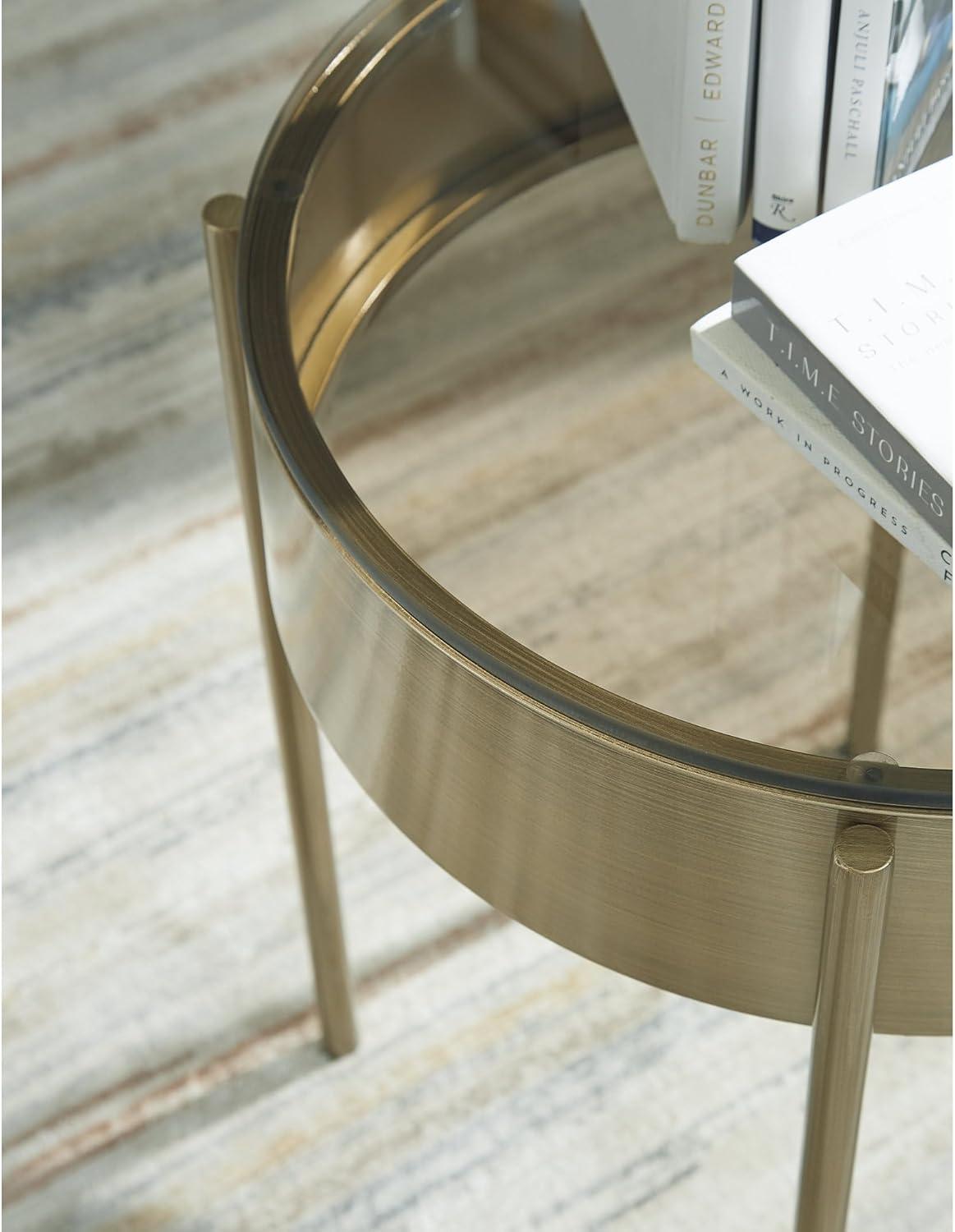 imageSignature Design by Ashley Jettaya Modern Tempered Glass Tabletop Table Set with 4 Legs Set of 3 Metallic