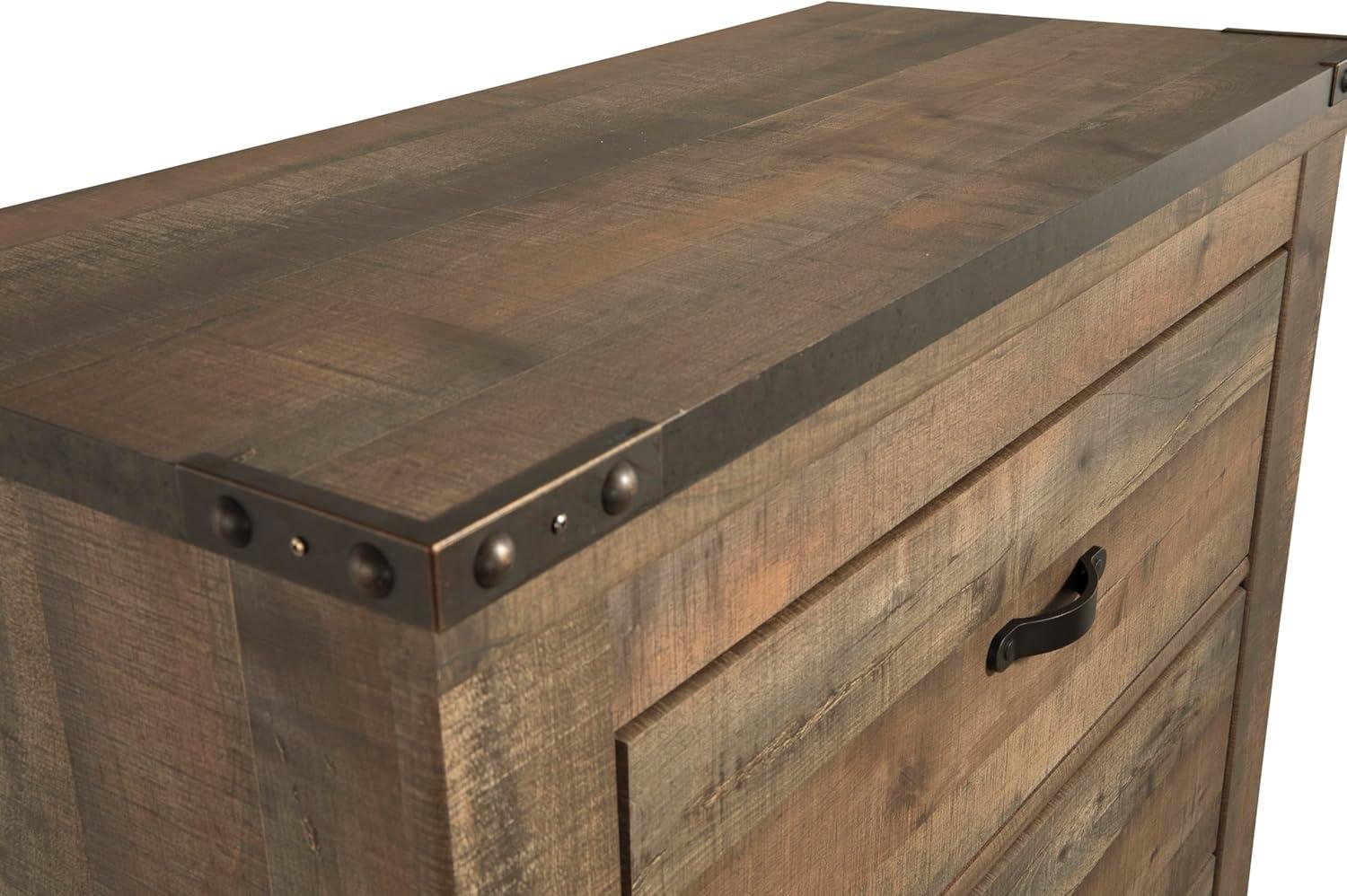 imageSignature Design by Ashley Juararo Rustic 5 Drawer Chest of Drawers Aged Dark BrownBrown Plank