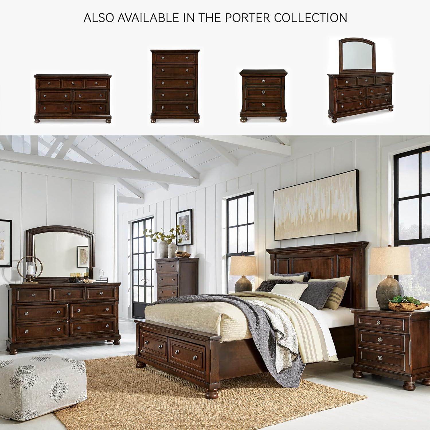 imageSignature Design by Ashley Juararo Rustic 5 Drawer Chest of Drawers Aged Dark BrownDark Brown