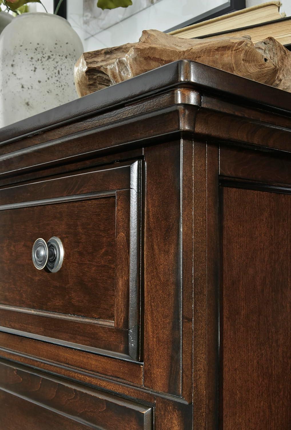 imageSignature Design by Ashley Juararo Rustic 5 Drawer Chest of Drawers Aged Dark BrownDark Brown