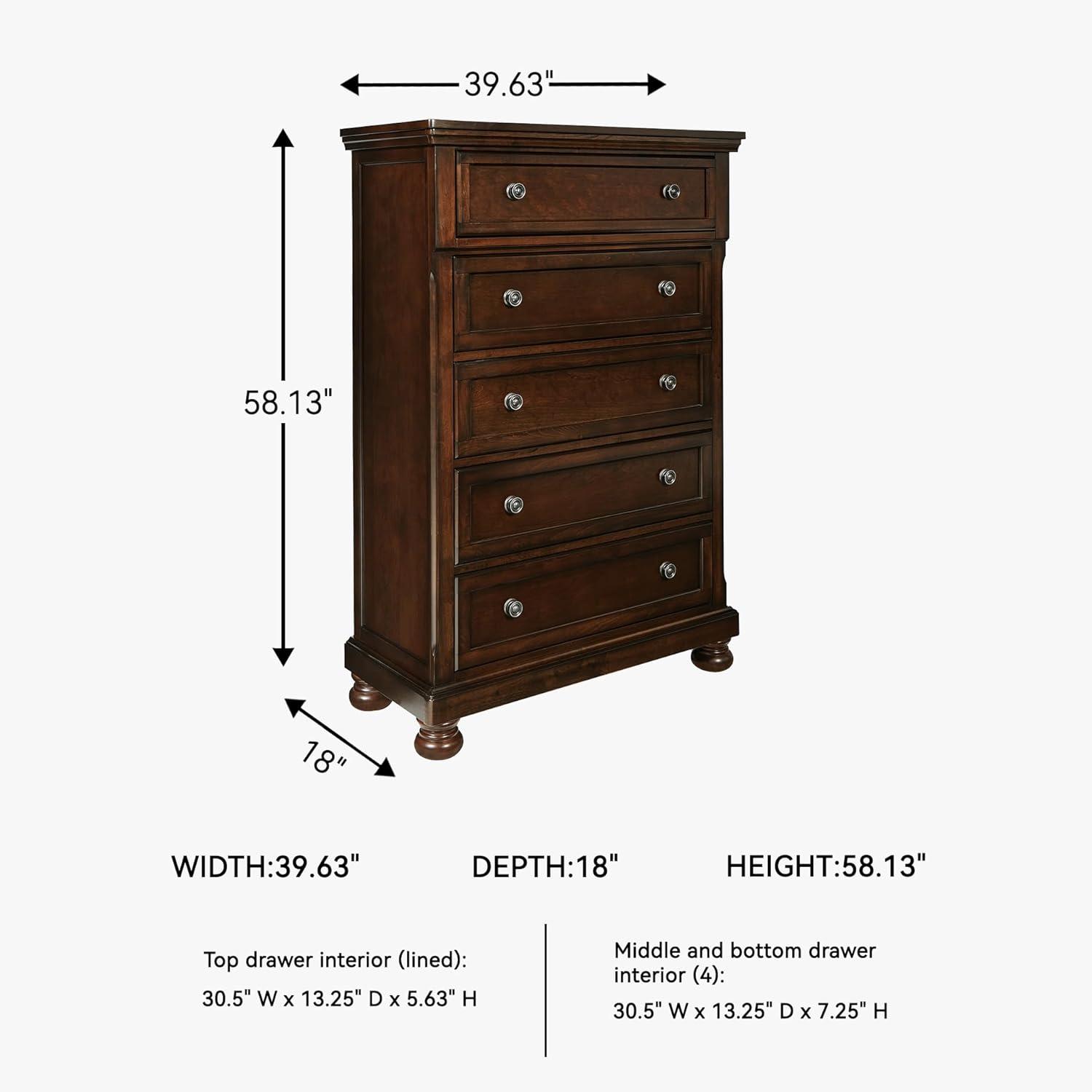 imageSignature Design by Ashley Juararo Rustic 5 Drawer Chest of Drawers Aged Dark BrownDark Brown