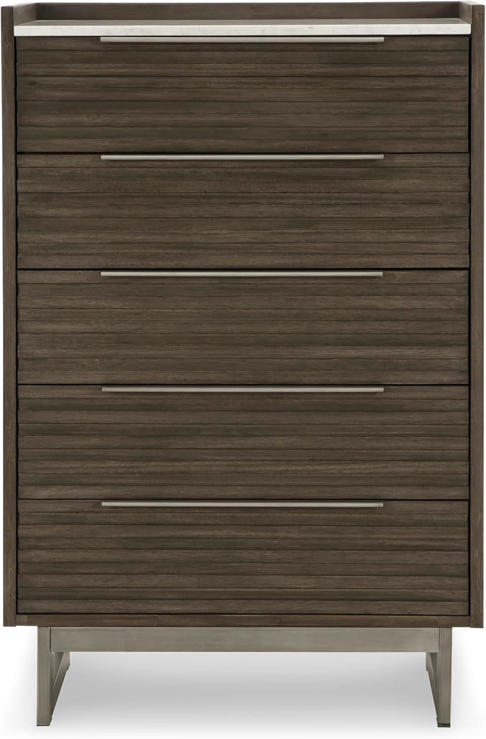 imageSignature Design by Ashley Juararo Rustic 5 Drawer Chest of Drawers Aged Dark BrownGrayish BrownWhite