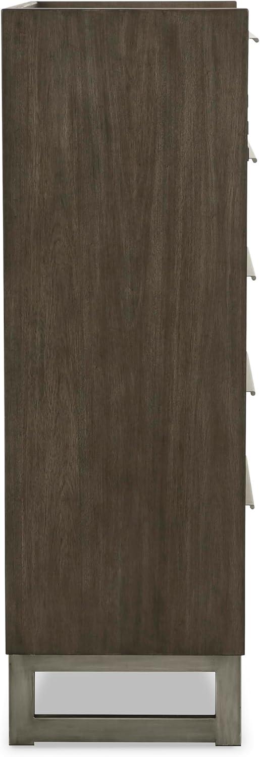 imageSignature Design by Ashley Juararo Rustic 5 Drawer Chest of Drawers Aged Dark BrownGrayish BrownWhite