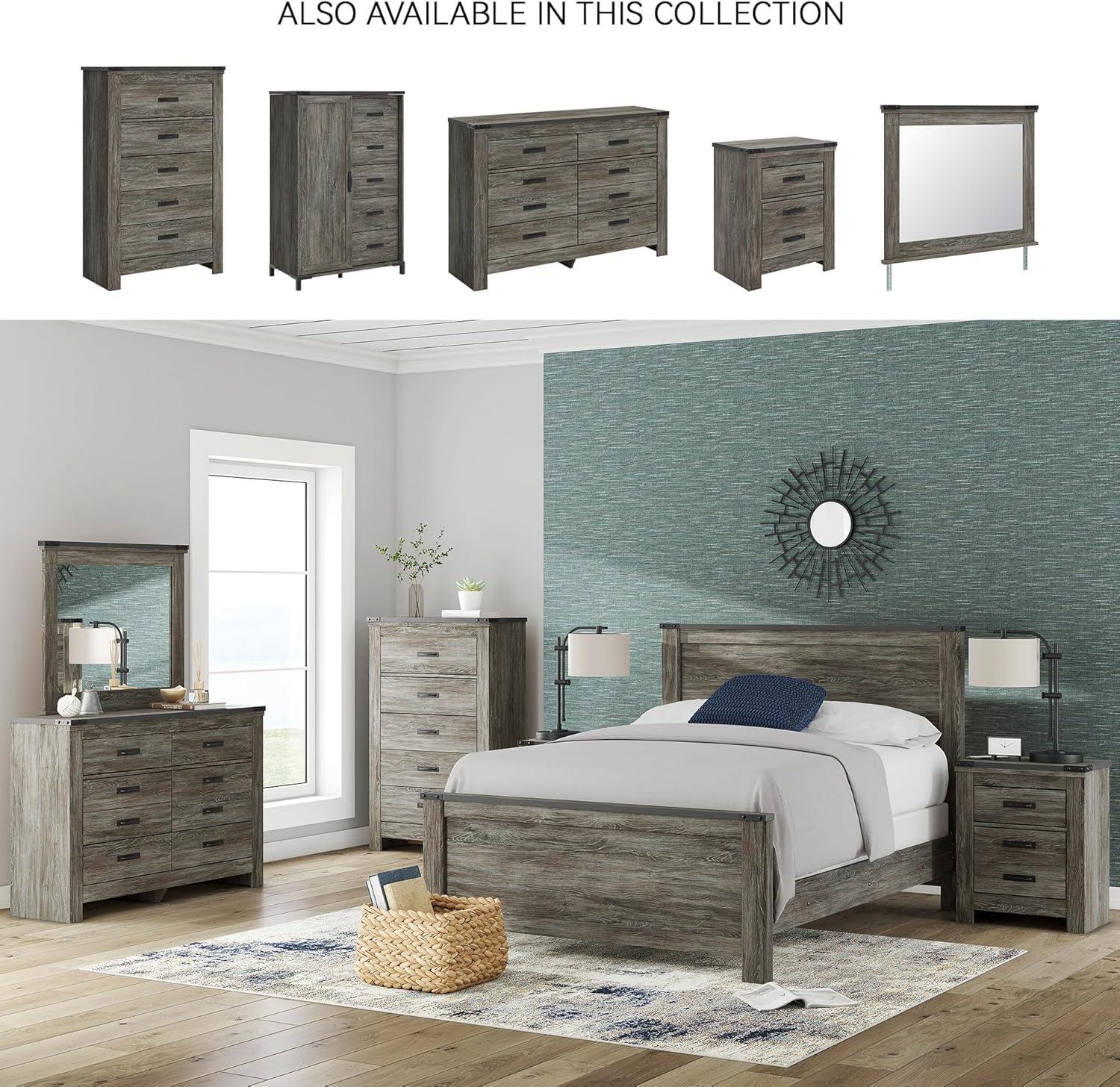 imageSignature Design by Ashley Juararo Rustic 5 Drawer Chest of Drawers Aged Dark BrownGrey