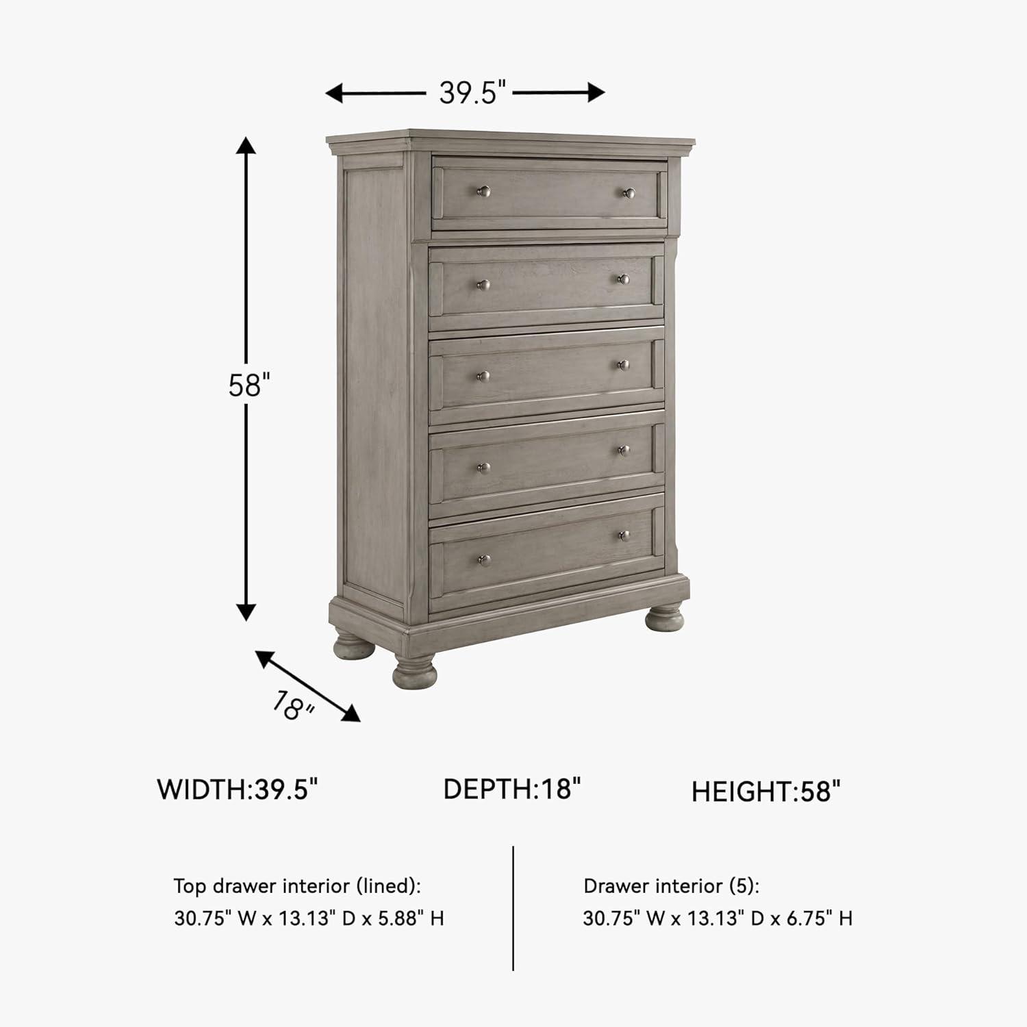 imageSignature Design by Ashley Juararo Rustic 5 Drawer Chest of Drawers Aged Dark BrownLight Gray