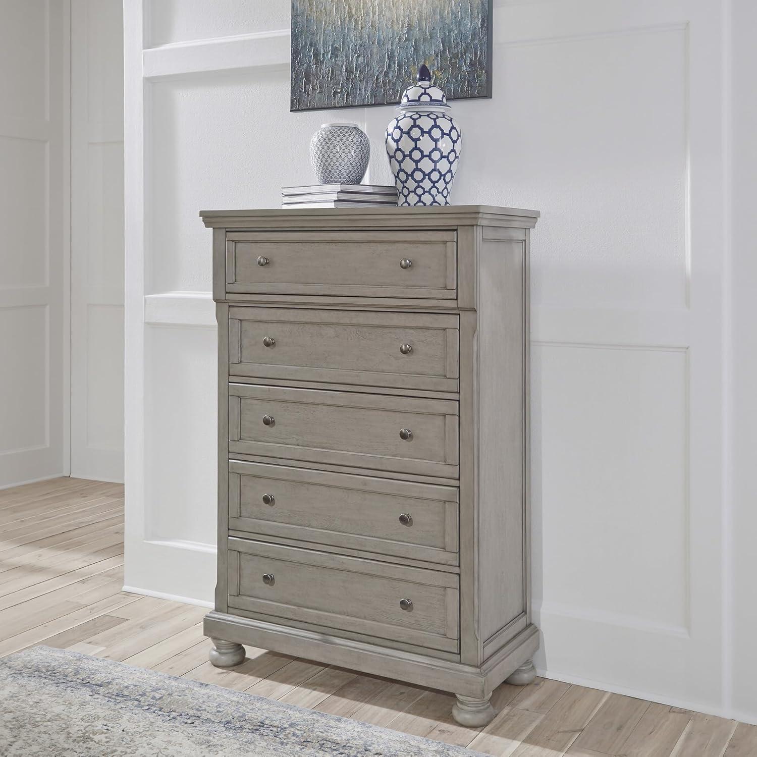 imageSignature Design by Ashley Juararo Rustic 5 Drawer Chest of Drawers Aged Dark BrownLight Gray