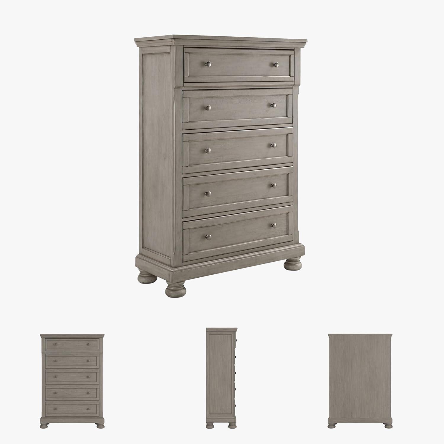 imageSignature Design by Ashley Juararo Rustic 5 Drawer Chest of Drawers Aged Dark BrownLight Gray