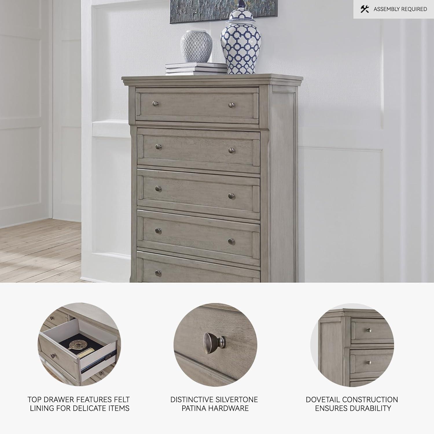 imageSignature Design by Ashley Juararo Rustic 5 Drawer Chest of Drawers Aged Dark BrownLight Gray