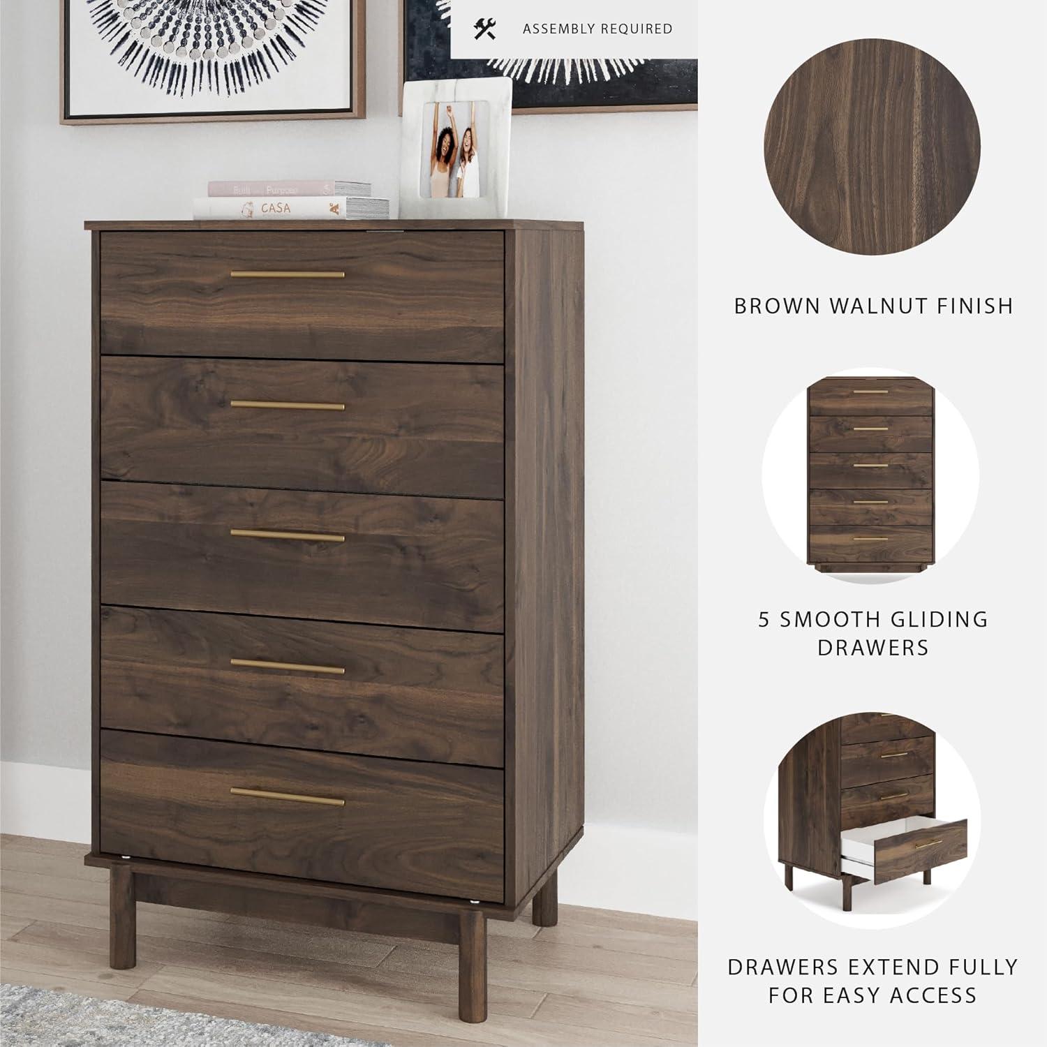 imageSignature Design by Ashley Juararo Rustic 5 Drawer Chest of Drawers Aged Dark BrownMocha