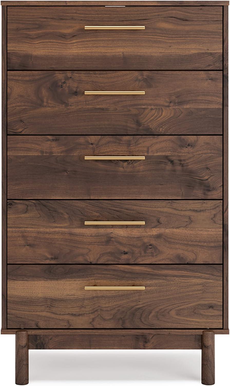 imageSignature Design by Ashley Juararo Rustic 5 Drawer Chest of Drawers Aged Dark BrownMocha