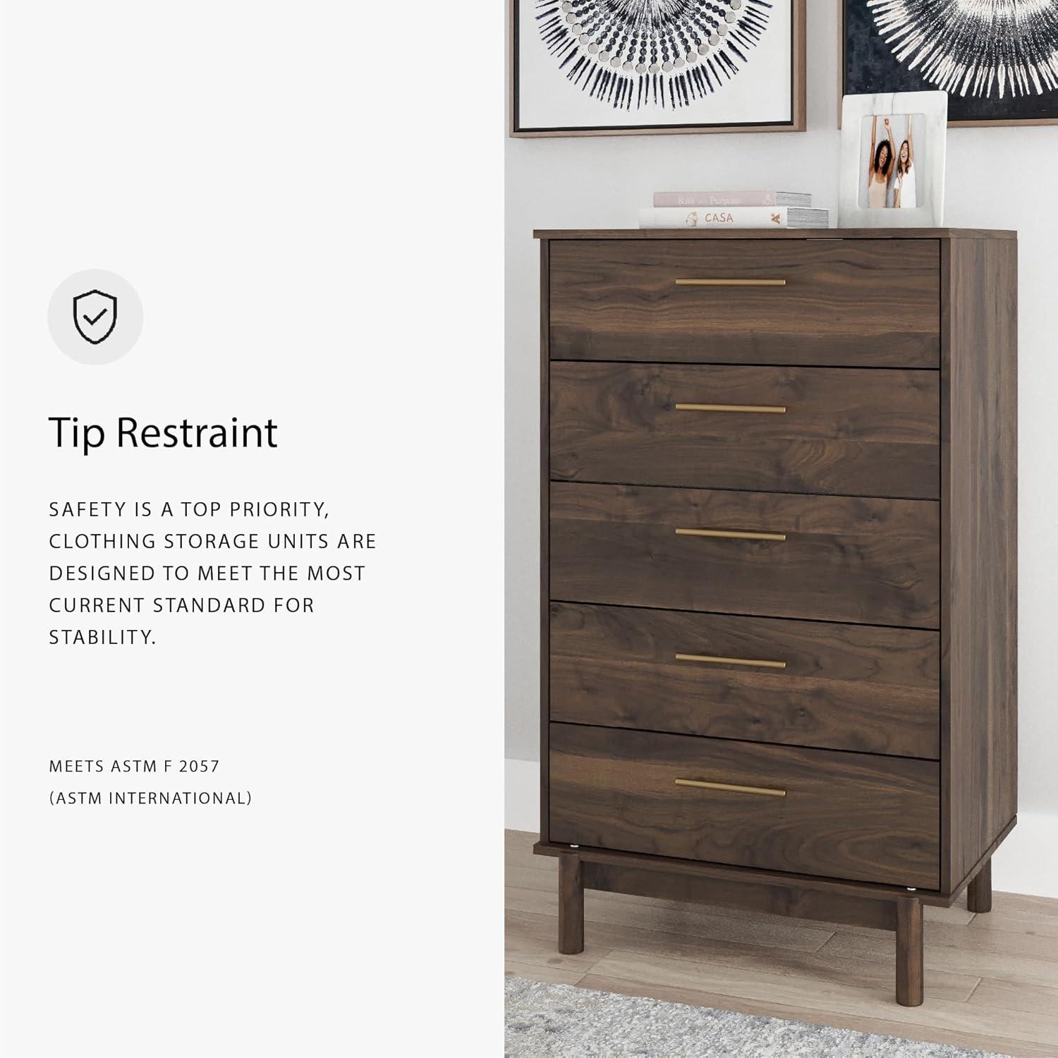 imageSignature Design by Ashley Juararo Rustic 5 Drawer Chest of Drawers Aged Dark BrownMocha