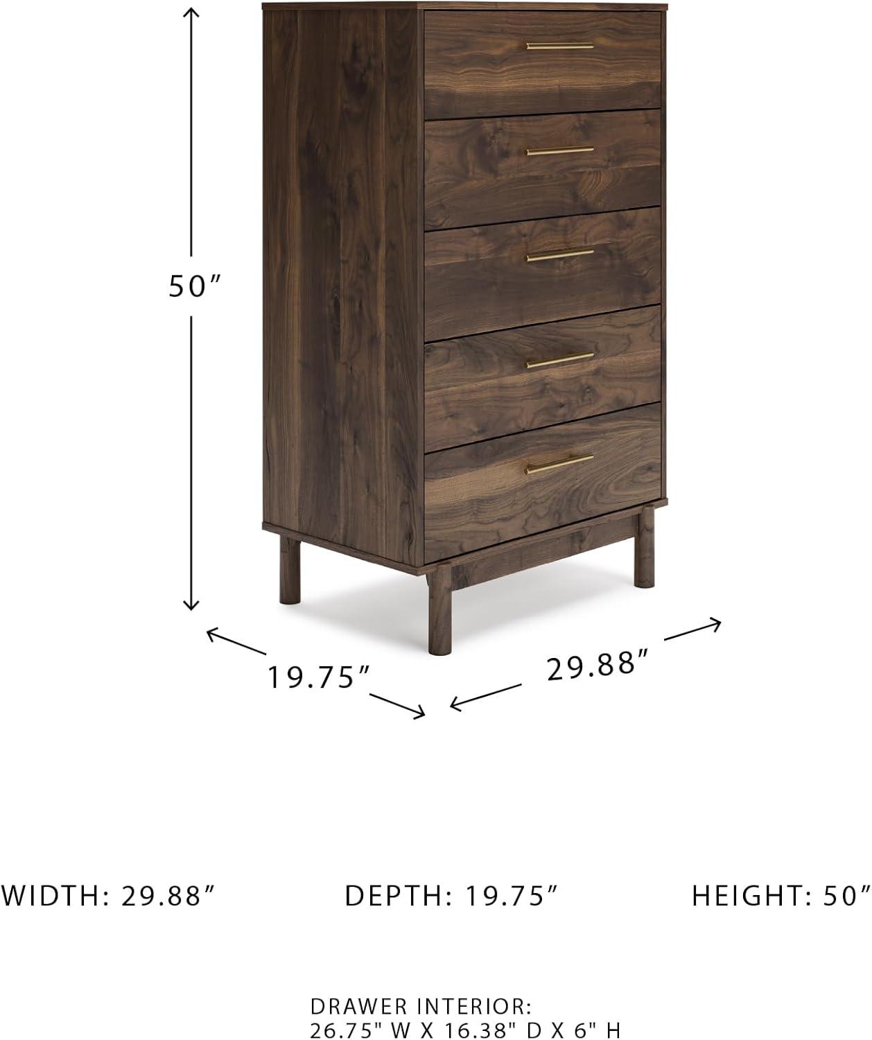 imageSignature Design by Ashley Juararo Rustic 5 Drawer Chest of Drawers Aged Dark BrownMocha