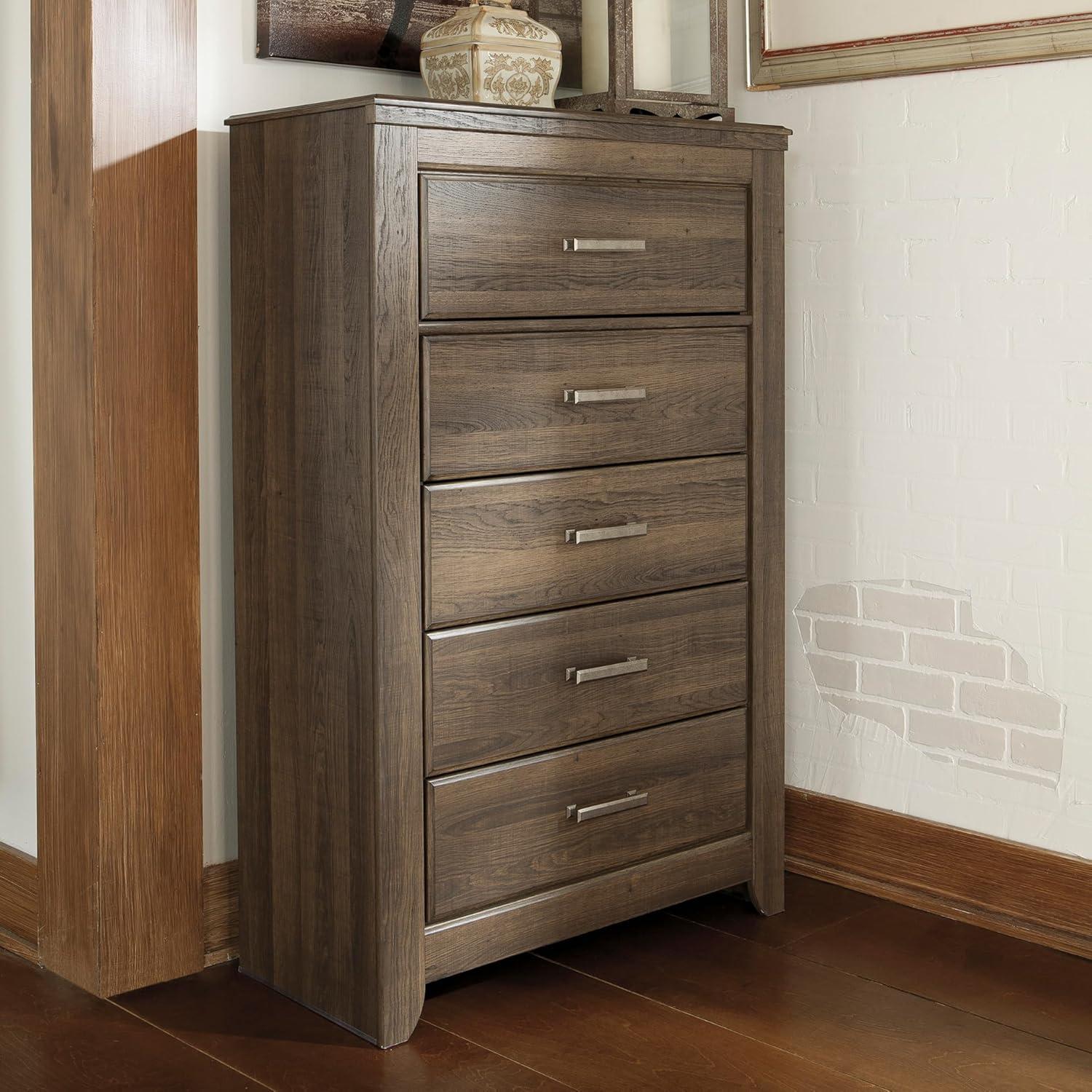 imageSignature Design by Ashley Juararo Rustic 5 Drawer Chest of Drawers Aged Dark BrownWarm Brown