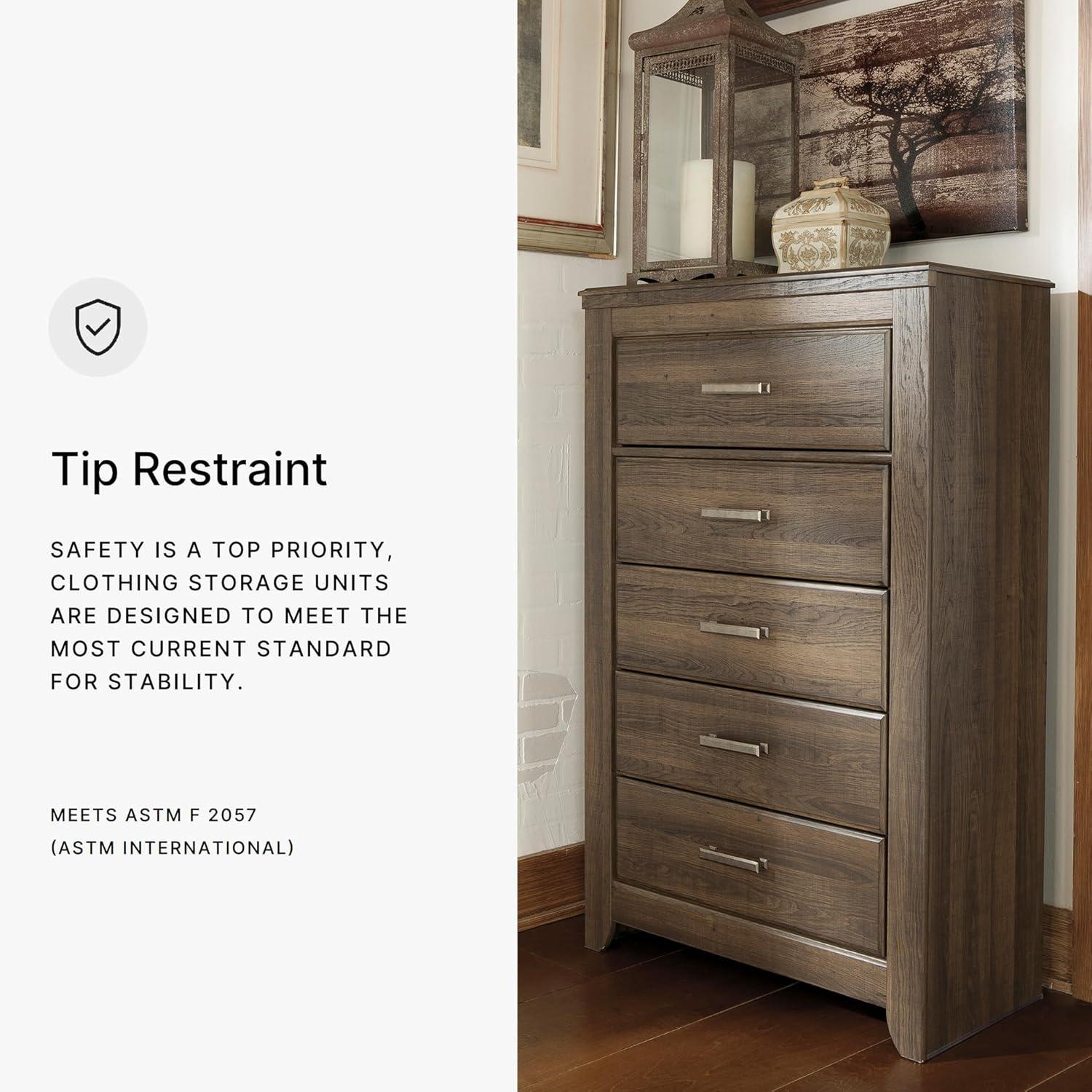 imageSignature Design by Ashley Juararo Rustic 5 Drawer Chest of Drawers Aged Dark BrownWarm Brown