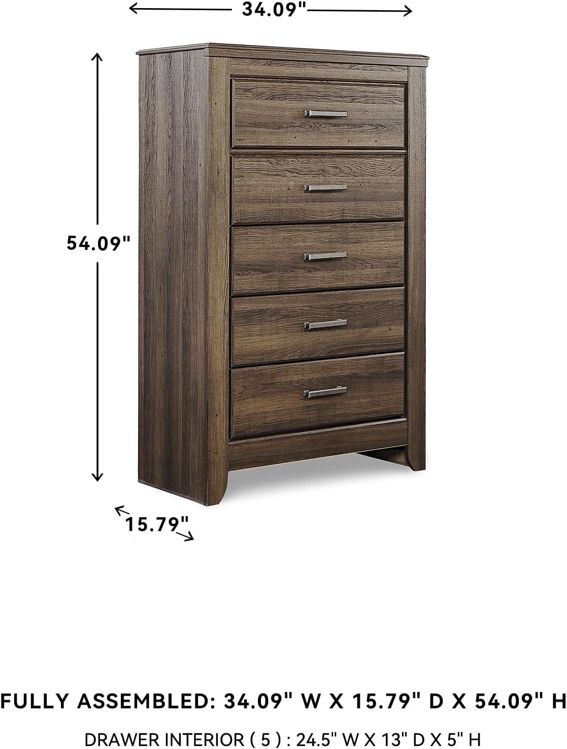 imageSignature Design by Ashley Juararo Rustic 5 Drawer Chest of Drawers Aged Dark BrownWarm Brown
