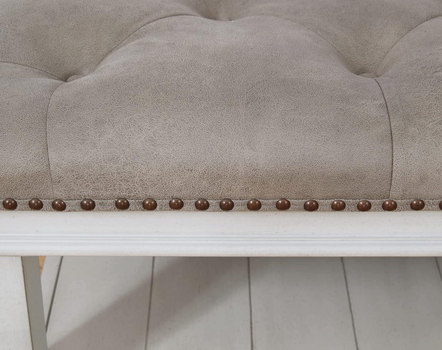 imageSignature Design by Ashley Kanwyn French Country Upholstered Square Ottoman Coffee Table Whitewash