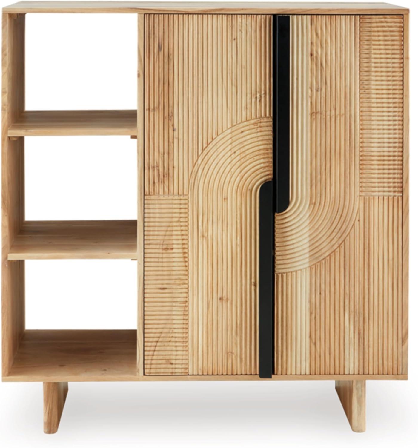 imageSignature Design by Ashley Kierwell Farmhouse 2Door Accent Cabinet with Adjustable Shelves Beige