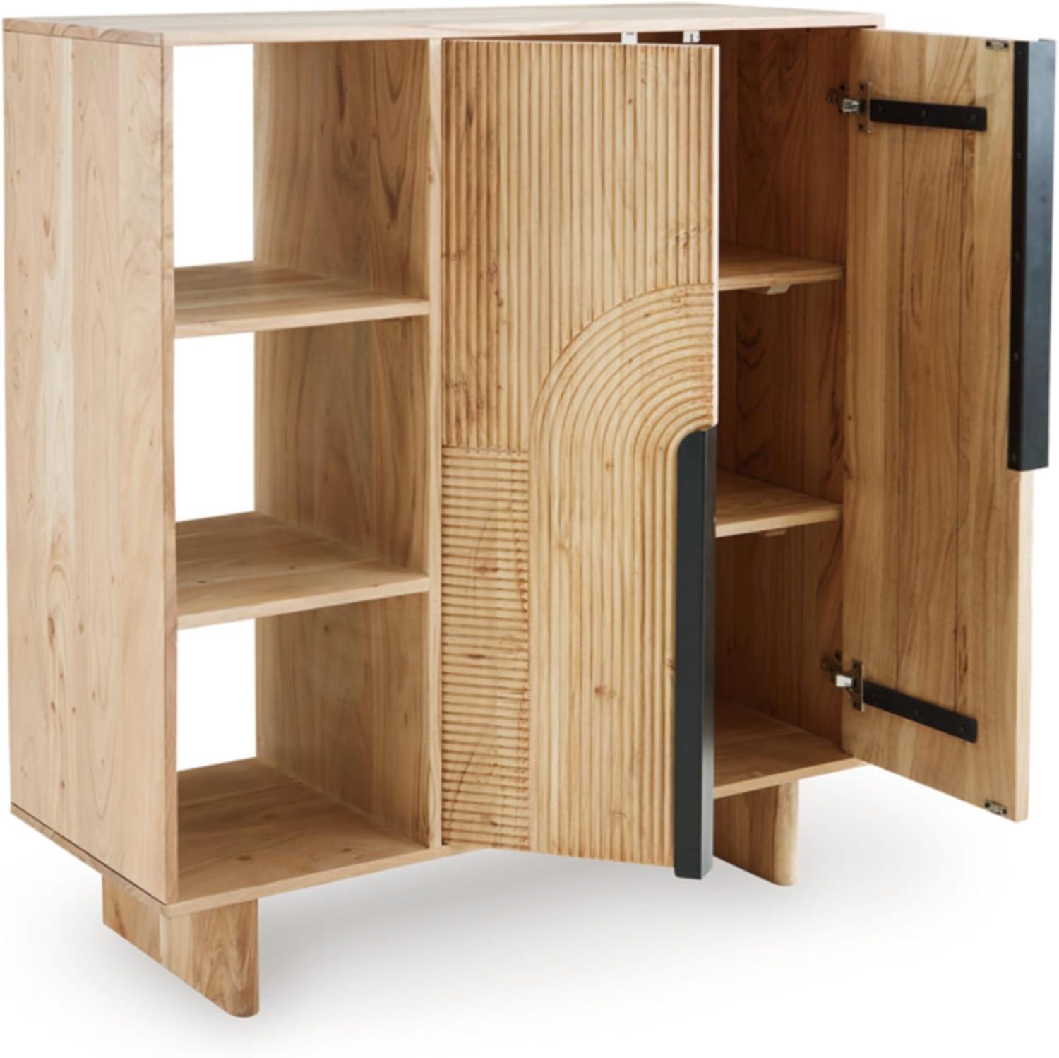 imageSignature Design by Ashley Kierwell Farmhouse 2Door Accent Cabinet with Adjustable Shelves Beige