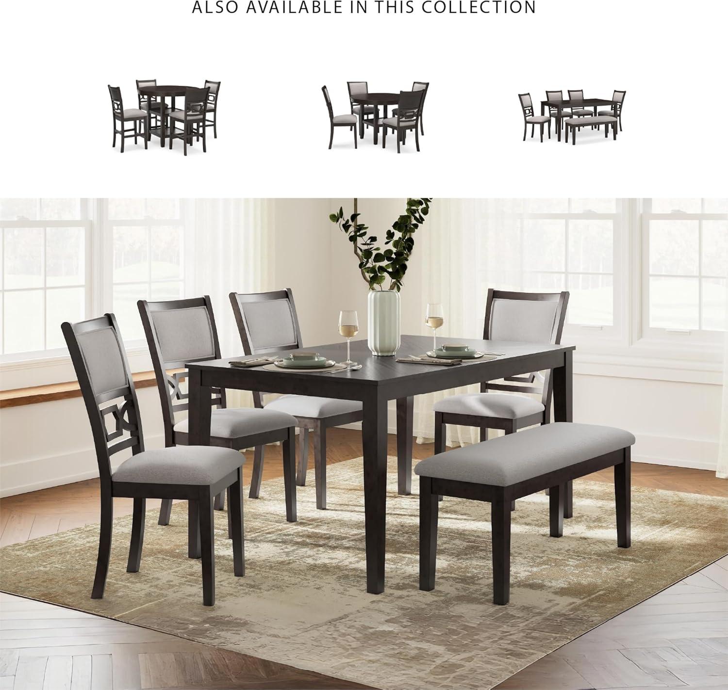 imageSignature Design by Ashley Langwest Dining Room Table Set 4 Upholstered Chairs and Bench Seats 6 Cushioned Seats Wood Cherry BrownBrown