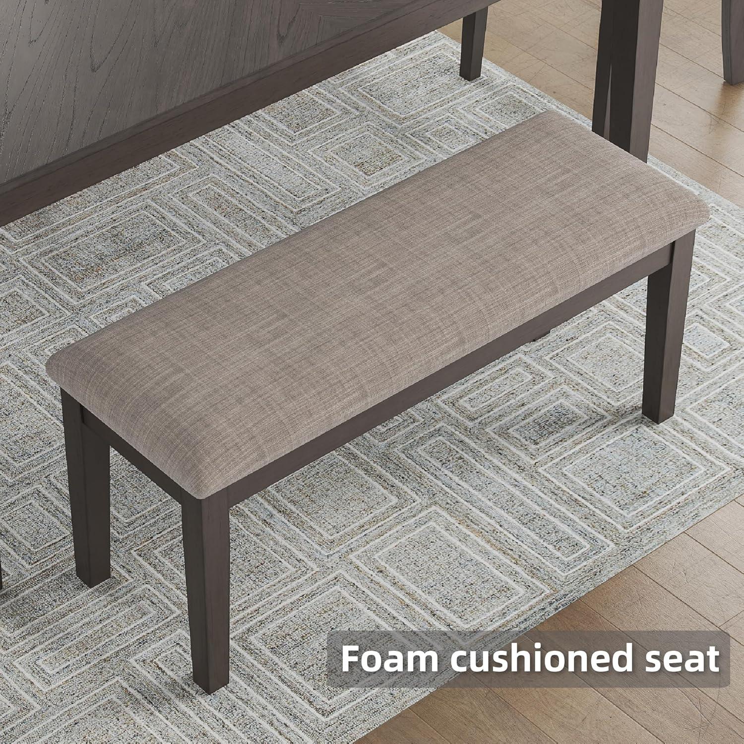 imageSignature Design by Ashley Langwest Dining Room Table Set 4 Upholstered Chairs and Bench Seats 6 Cushioned Seats Wood Cherry BrownGrey