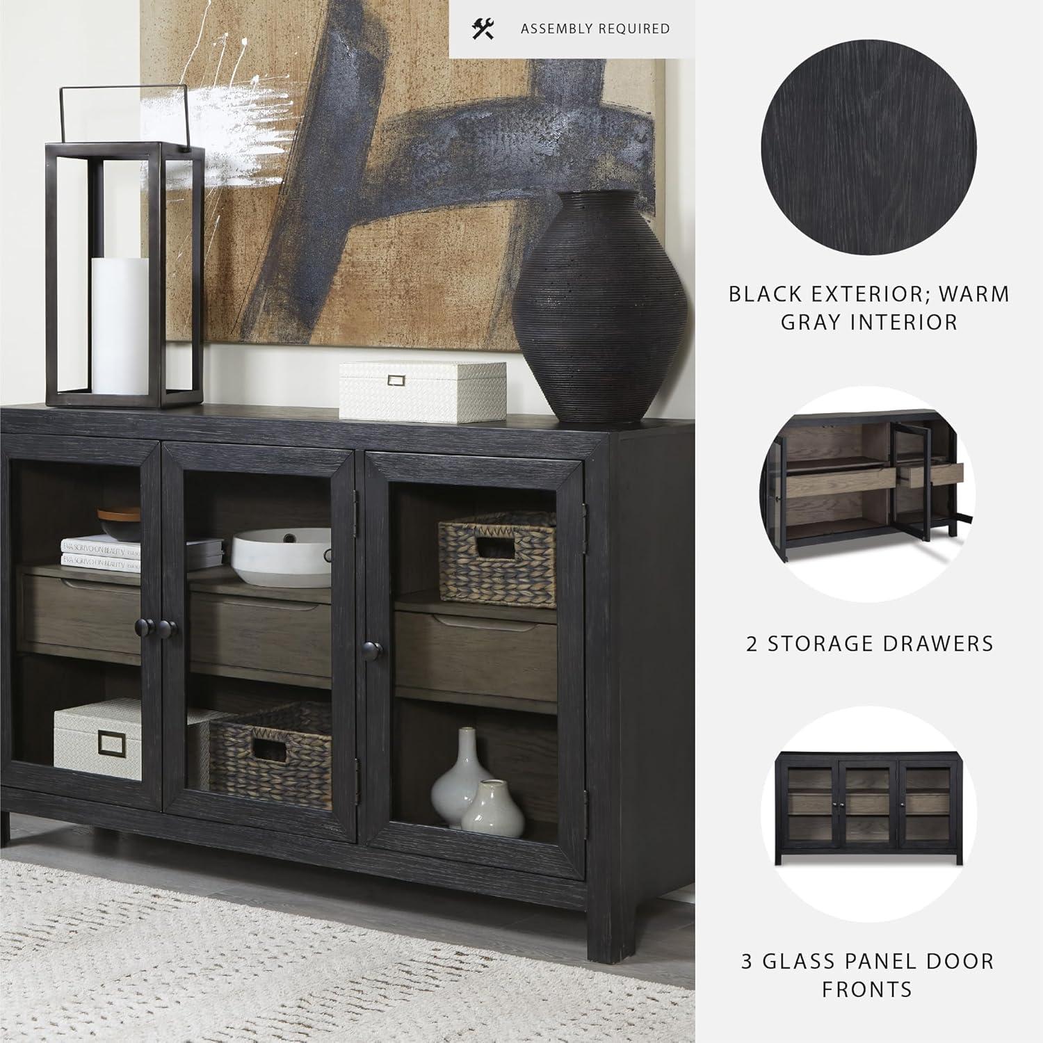 imageSignature Design by Ashley Lenston Transitional Accent Cabinet or TV Stand Black ampamp Gray