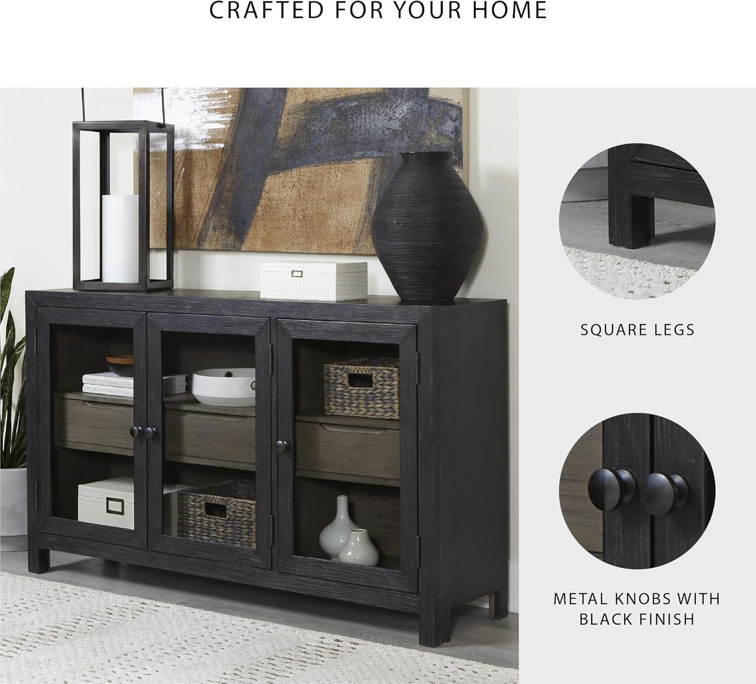 imageSignature Design by Ashley Lenston Transitional Accent Cabinet or TV Stand Black ampamp Gray