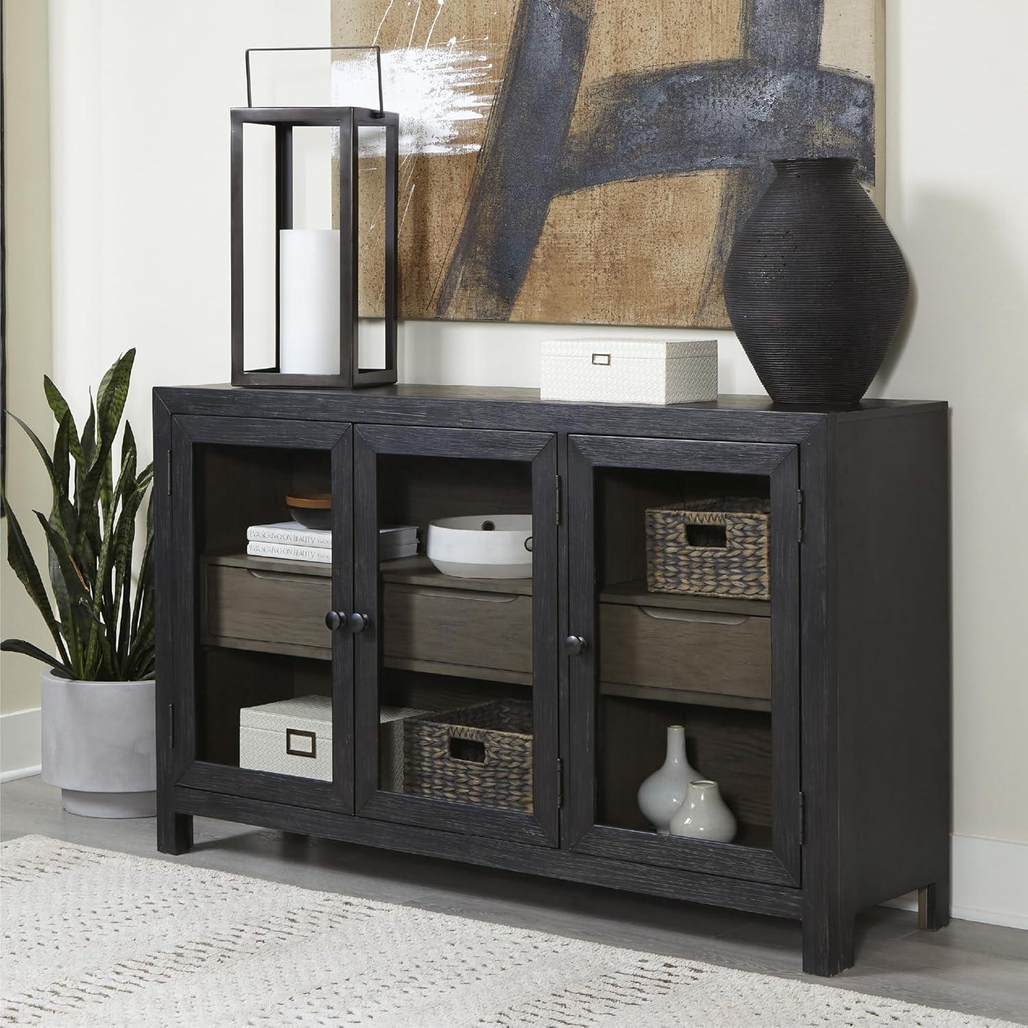 imageSignature Design by Ashley Lenston Transitional Accent Cabinet or TV Stand Black ampamp Gray