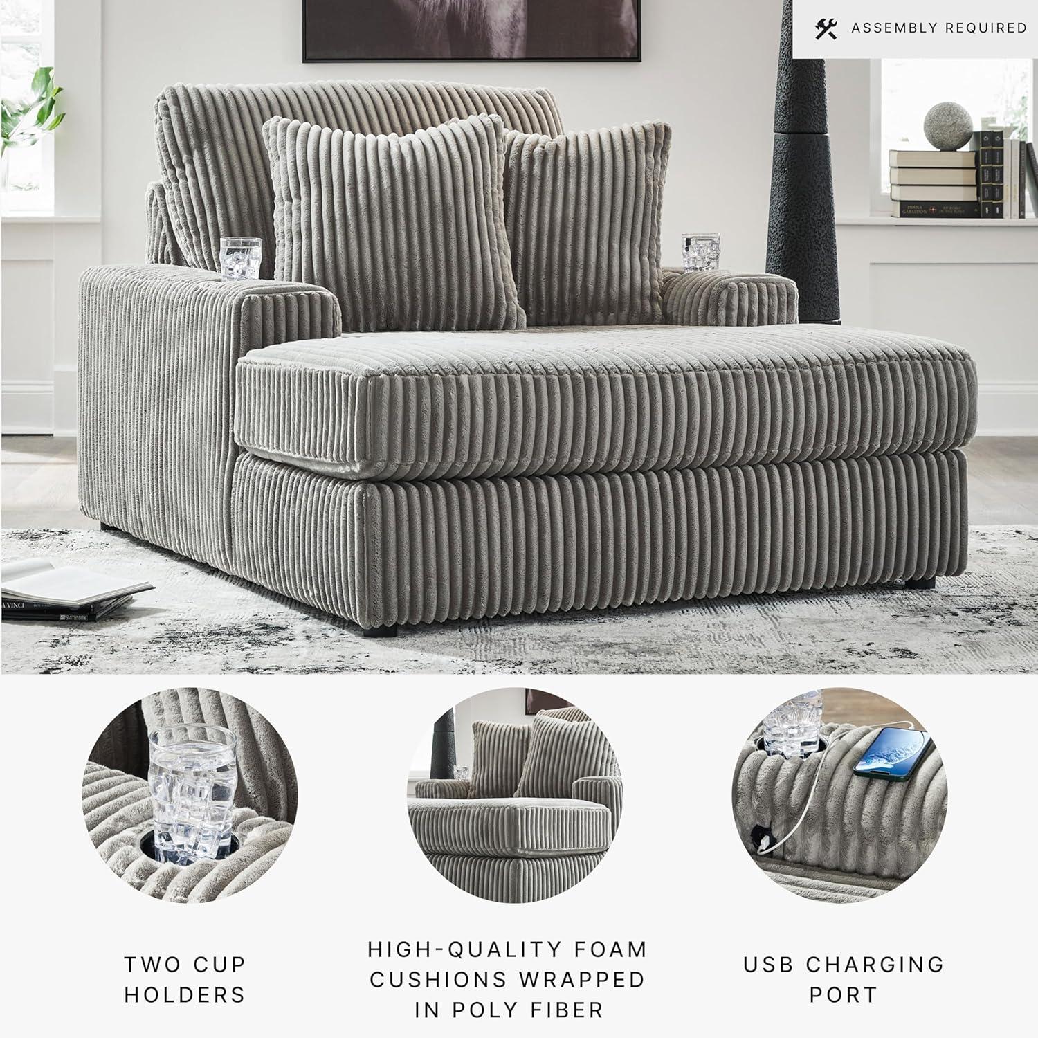 imageSignature Design by Ashley Lindyn Contemporary 3Piece Sofa with Reversible Cushions WhiteGrey
