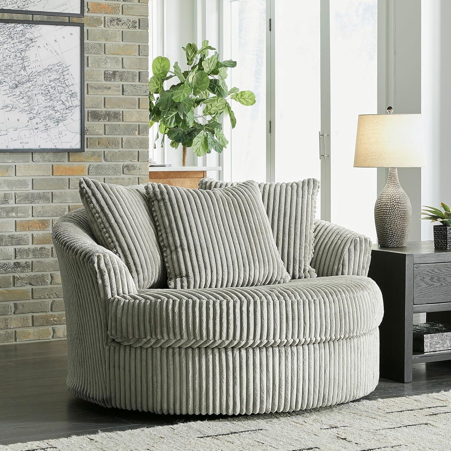 imageSignature Design by Ashley Lindyn Contemporary 3Piece Sofa with Reversible Cushions WhiteGrey