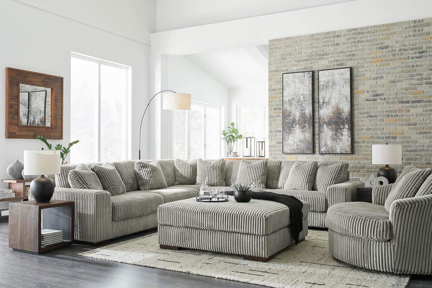imageSignature Design by Ashley Lindyn Contemporary 3Piece Sofa with Reversible Cushions WhiteGrey