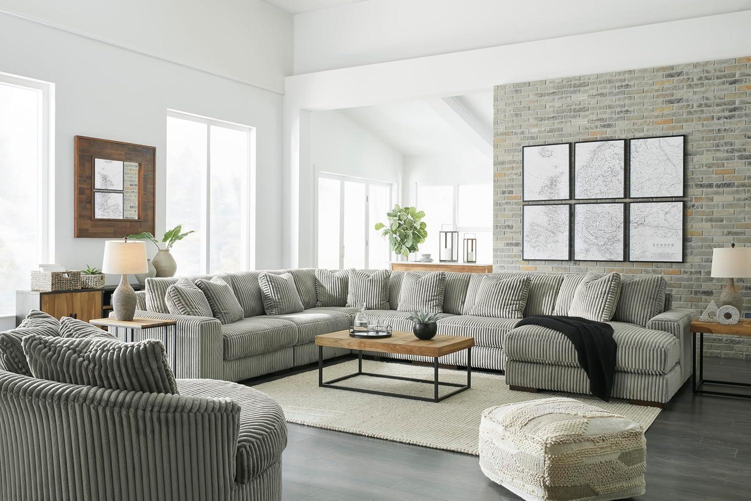 imageSignature Design by Ashley Lindyn Contemporary 3Piece Sofa with Reversible Cushions WhiteGrey