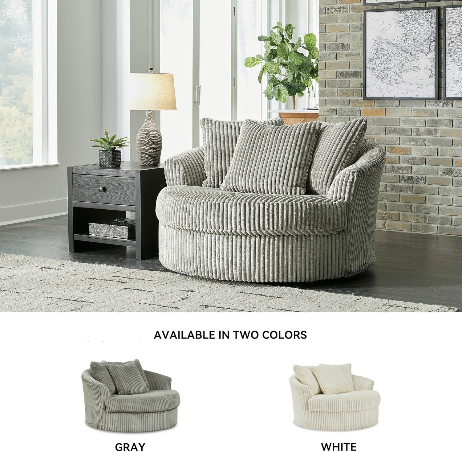 imageSignature Design by Ashley Lindyn Contemporary 3Piece Sofa with Reversible Cushions WhiteGrey