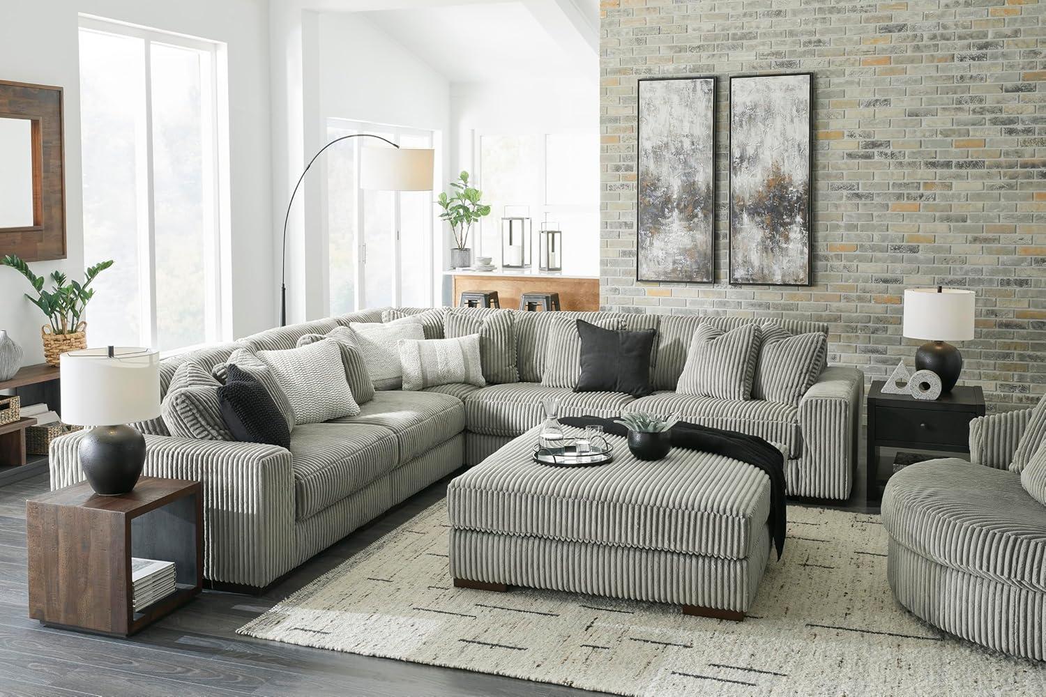 imageSignature Design by Ashley Lindyn Contemporary 3Piece Sofa with Reversible Cushions WhiteGrey